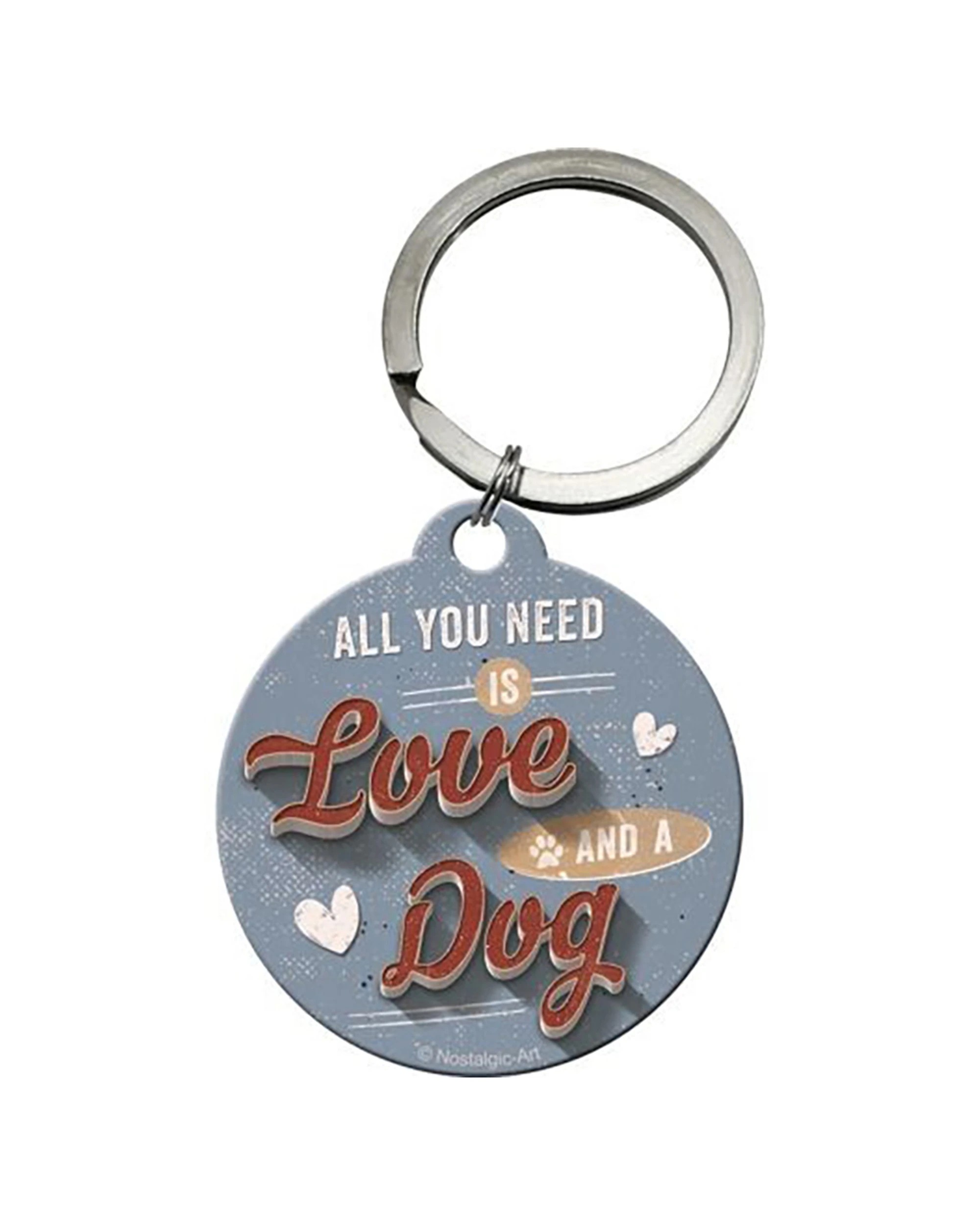 1 Nostalgic-Art Metal Round Keyring Love Dog Stainless Steel - Multi, 1 of 1