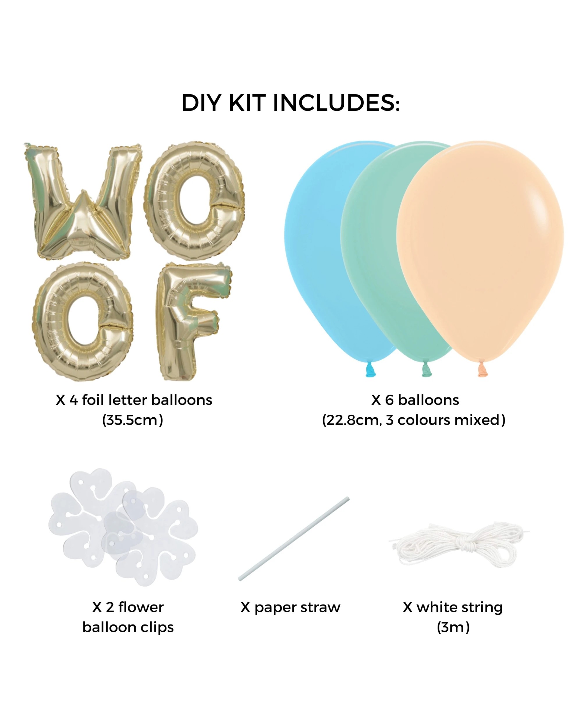 2 Unique Woof Foil Letter Balloon Banner Kit Air Fill, 2 of 4