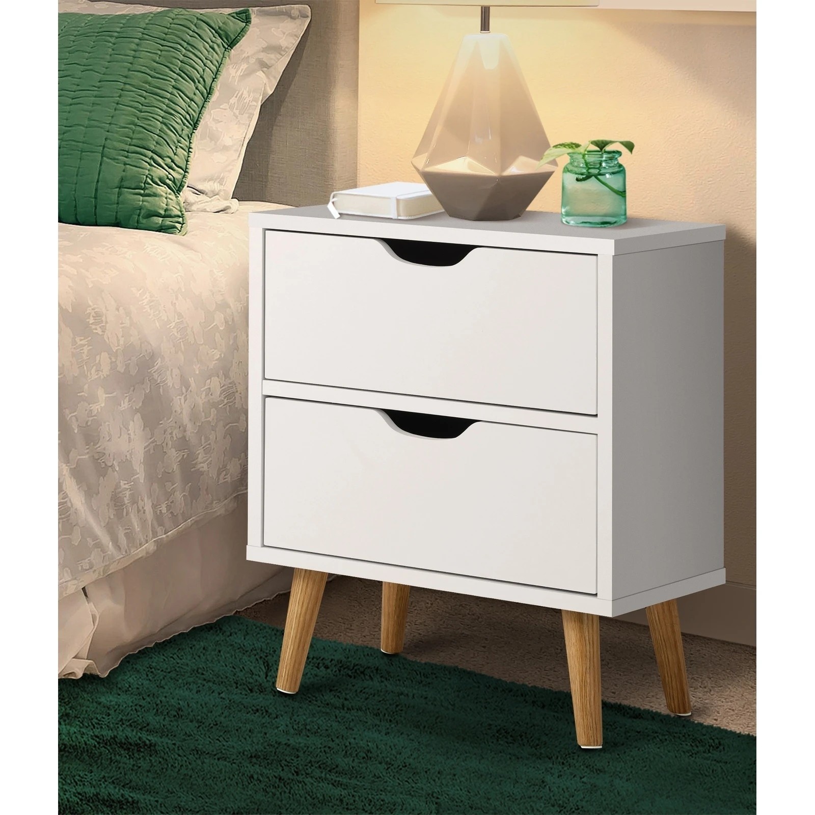 4 Oikiture Bedside Tables Set of 2 Side Table Nightstand Storage Cabinet - White, 4 of 10