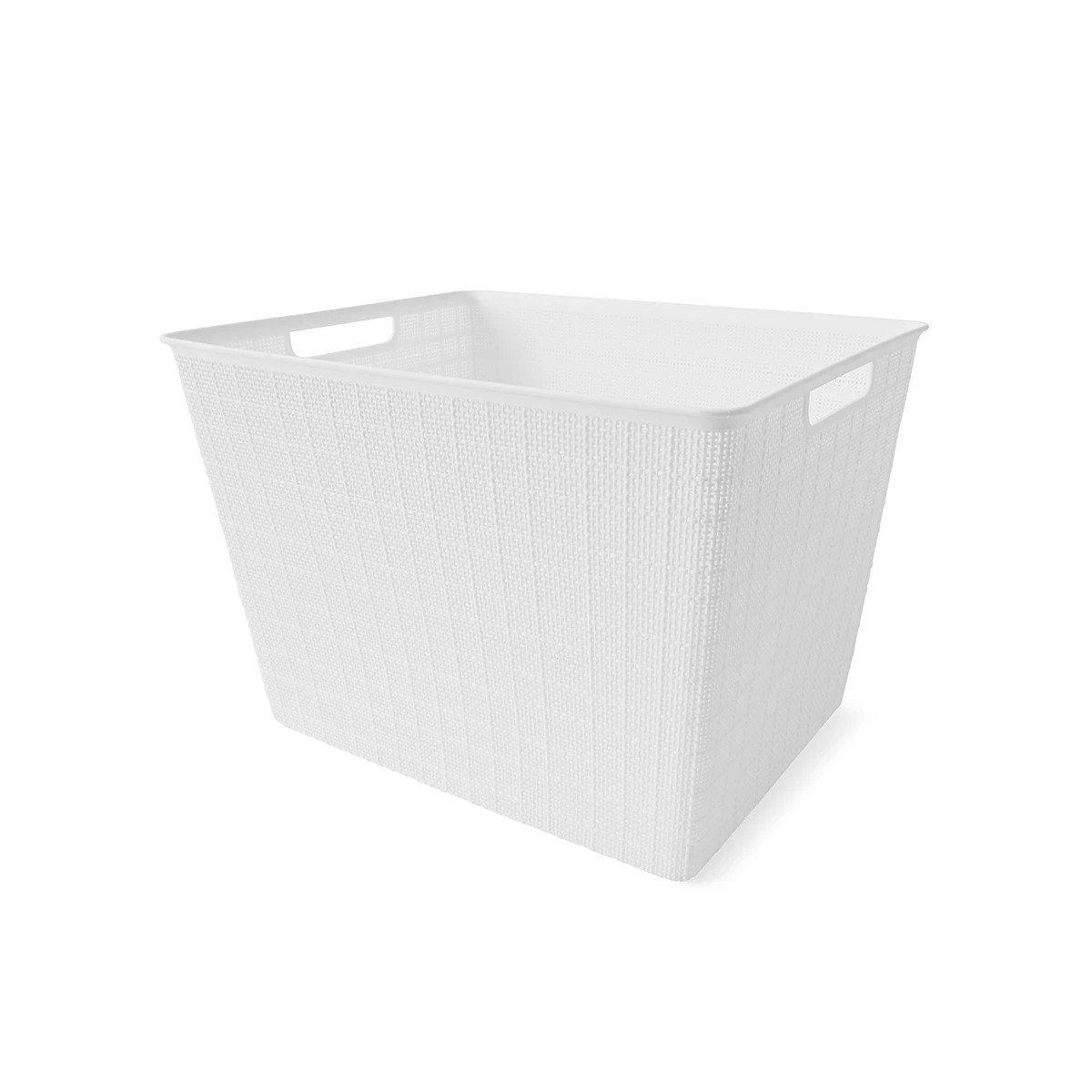 3 26L Linen Weave Rectangle Basket - White, 3 of 8