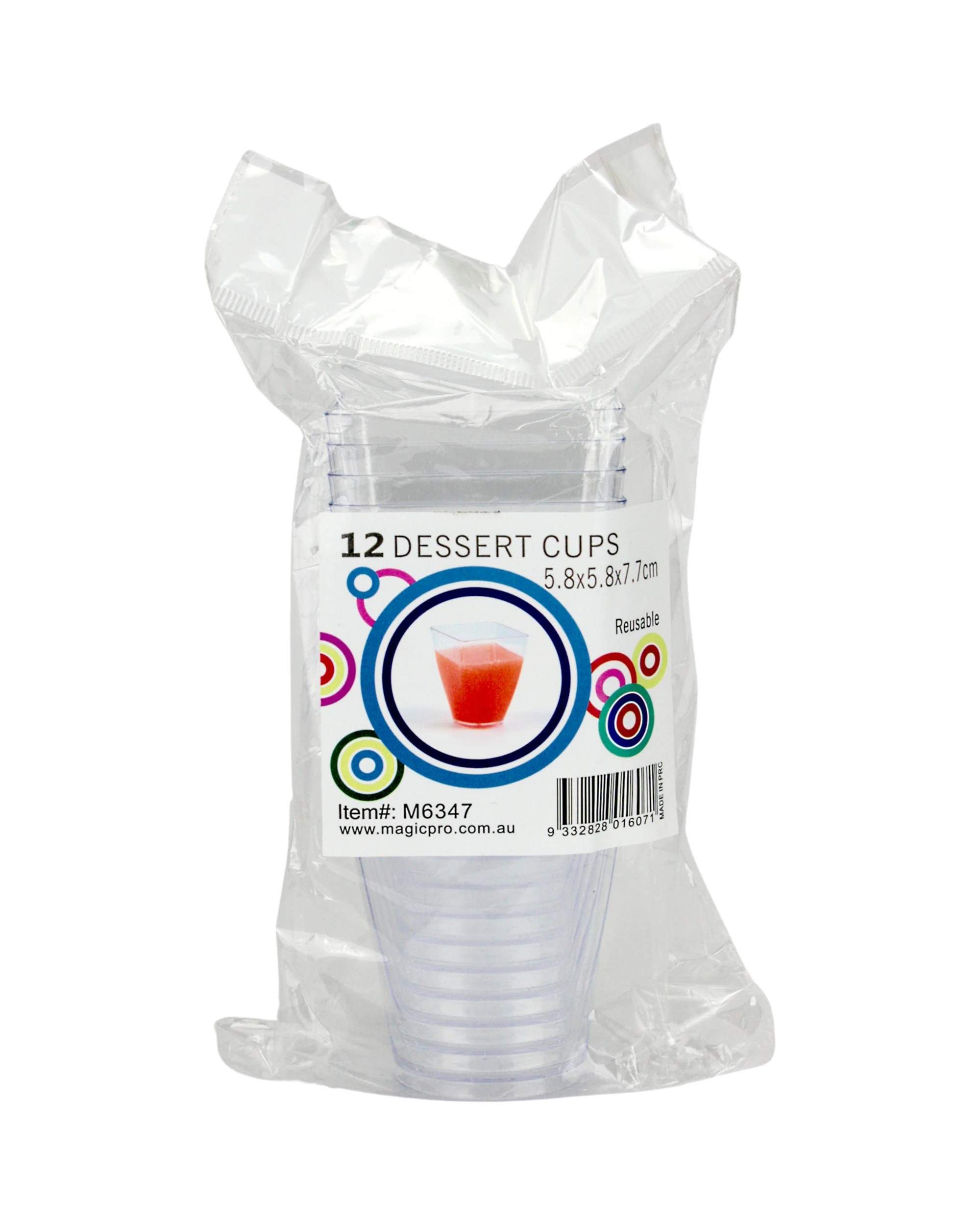 3 Magicpro Mini Plastic Round Base Square Dessert Cups 150ml Pack of 12 - Clear, 3 of 3