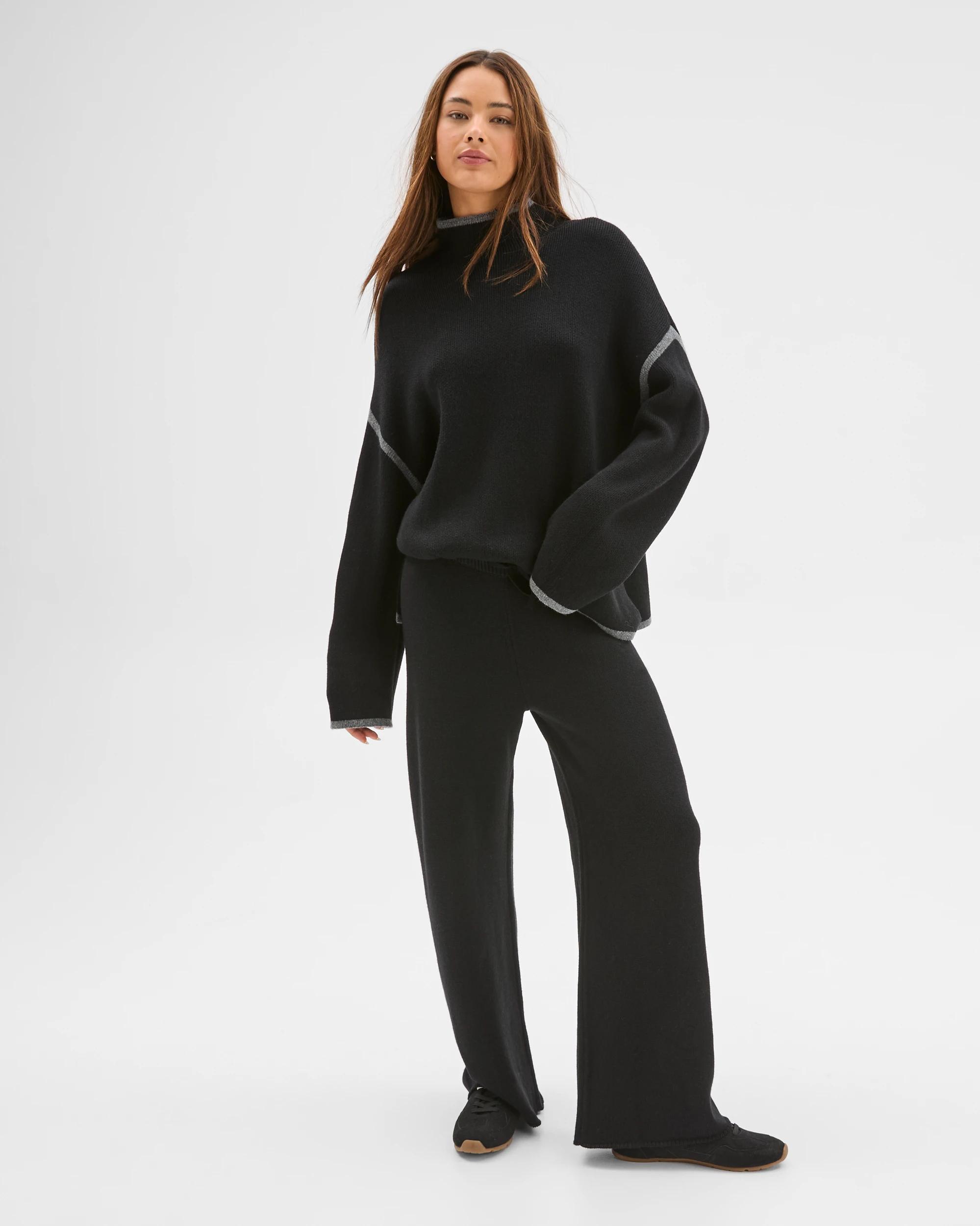 2 Lily Loves Wide Leg Knit Pants BLACK, 2 of 5