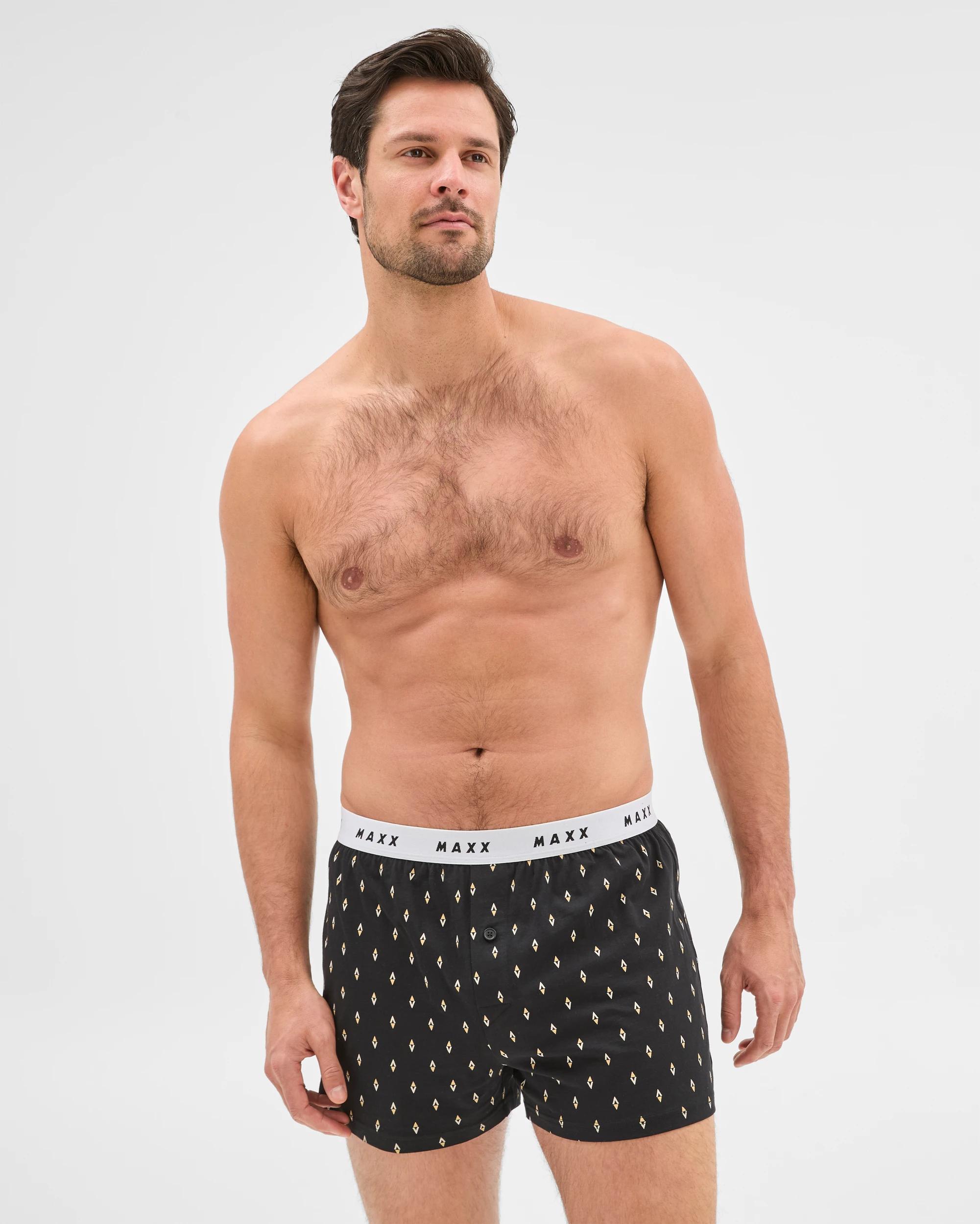 2 Mens Knit Boxers 3 Pack - Maxx MULTI BLACK GEO/STRIPE/SILVER MARLE, 2 of 4
