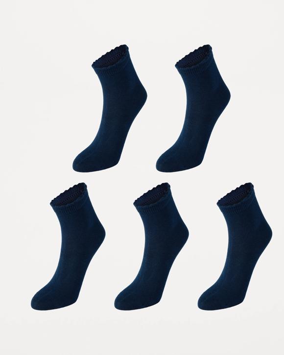 5 Pack Scalloped School Crew Socks