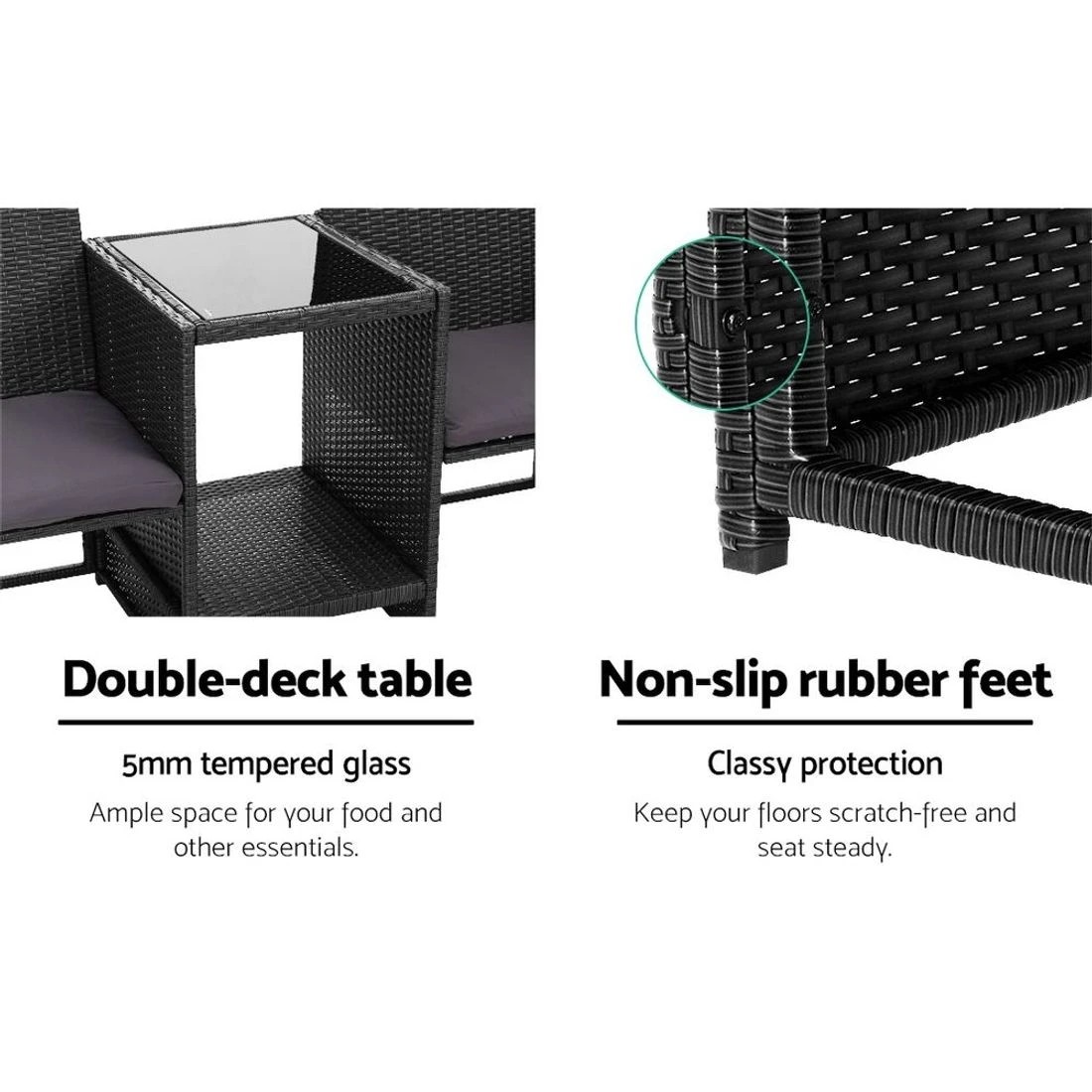 7 Gardeon Outdoor Furniture Wicker Chairs Table Setting Birstro Set Patio Garden
 - black, 7 of 7