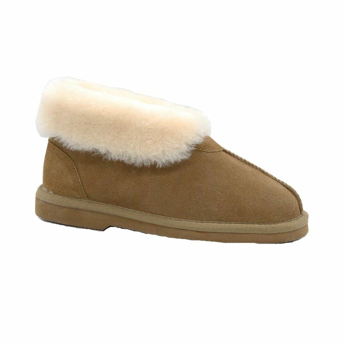 1 Grosby Womens Ugg Short Boots Suede Leather Sheepskin Princess Beige Slippers CHESTNUT, 1 of 1