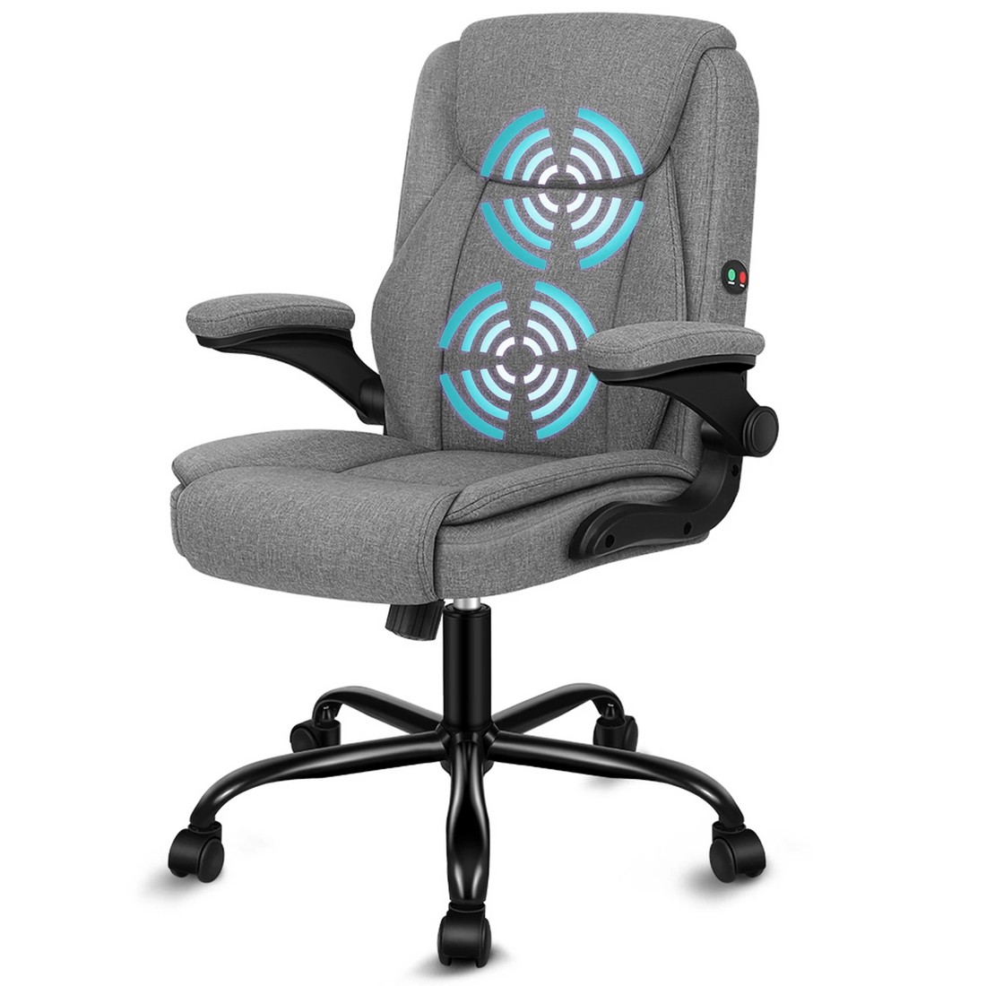 1 Alfordson Massage Office Chair Executive Computer Gaming Seat Linen Fabric - Grey, 1 of 10