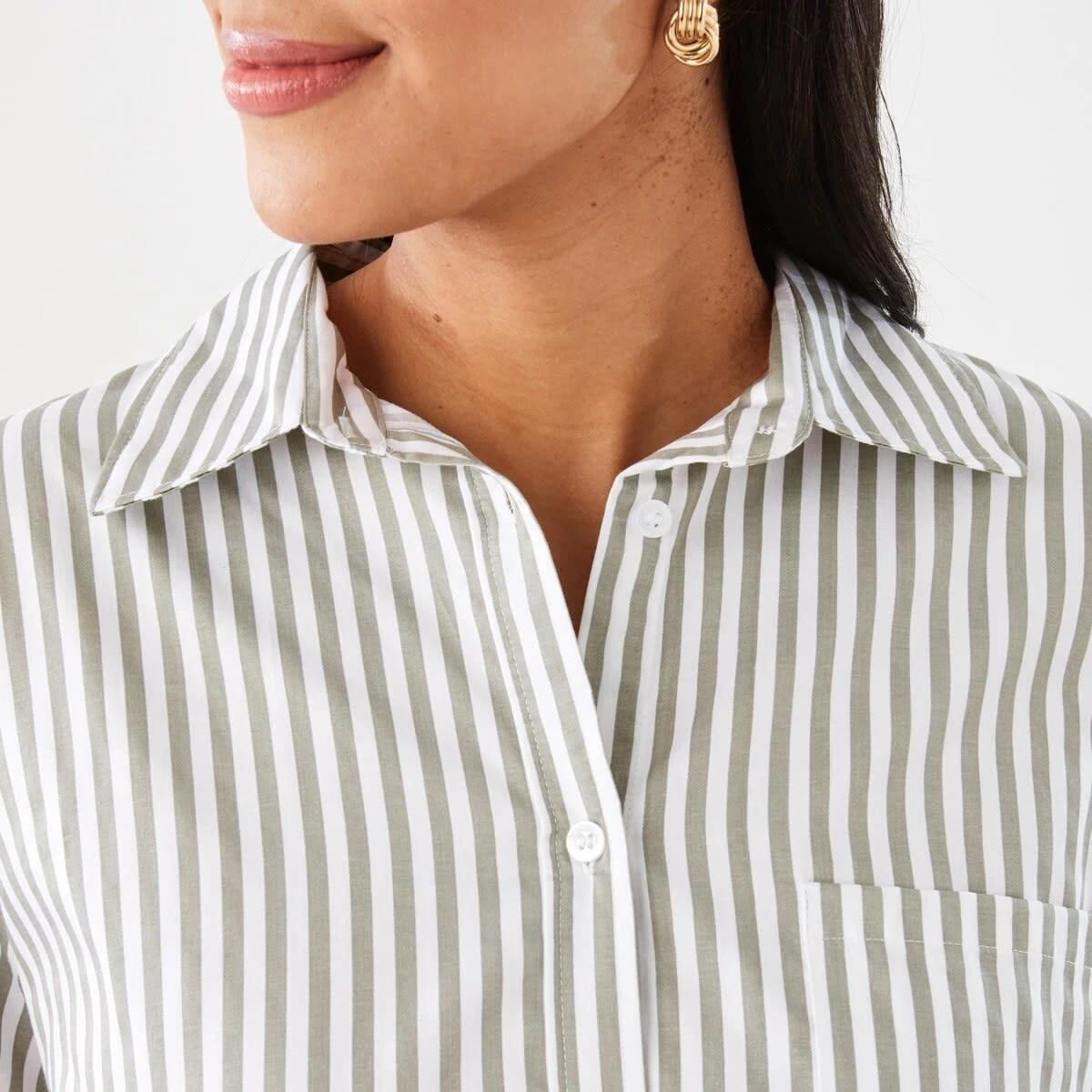 7 Long Sleeve Boyfriend Shirt Grey Strp, 7 of 8