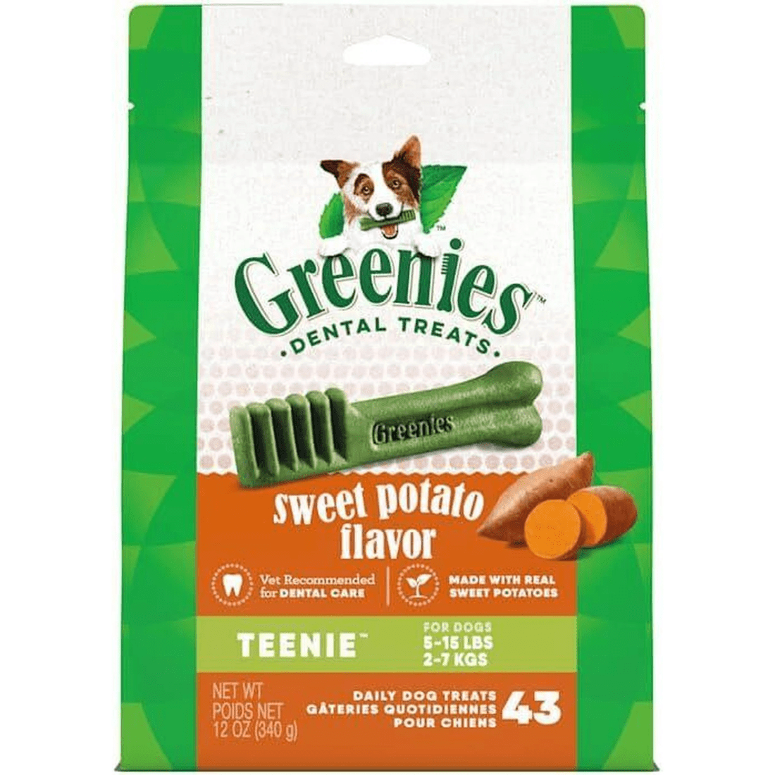 1 Greenies Dental Treats Sweet Potato for Teenie Dogs 2-7kgs 340g, 1 of 9