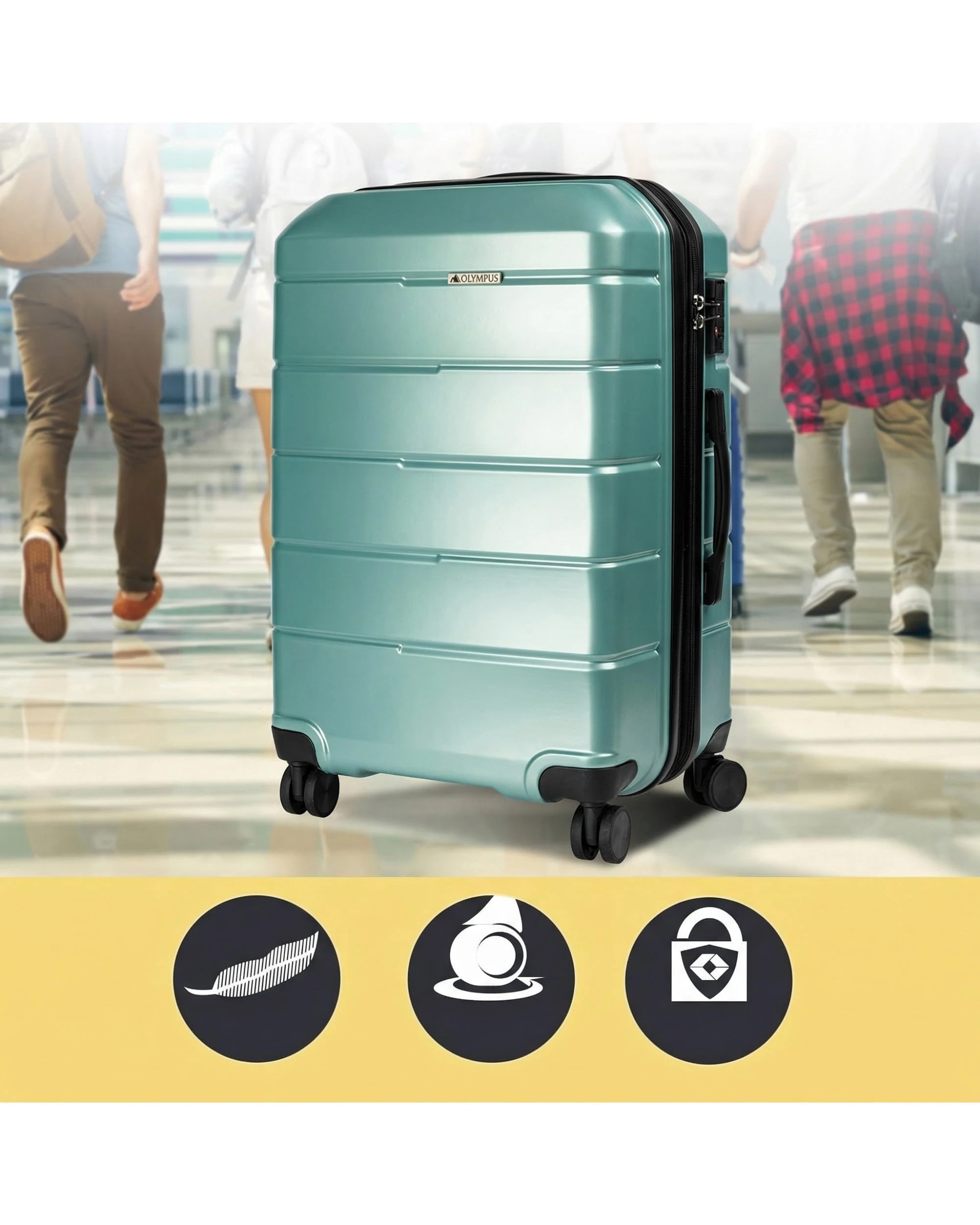 2 Olympus Artemis 24in Hard Shell Suitcase Electric Travel Luggage - Green, 2 of 8