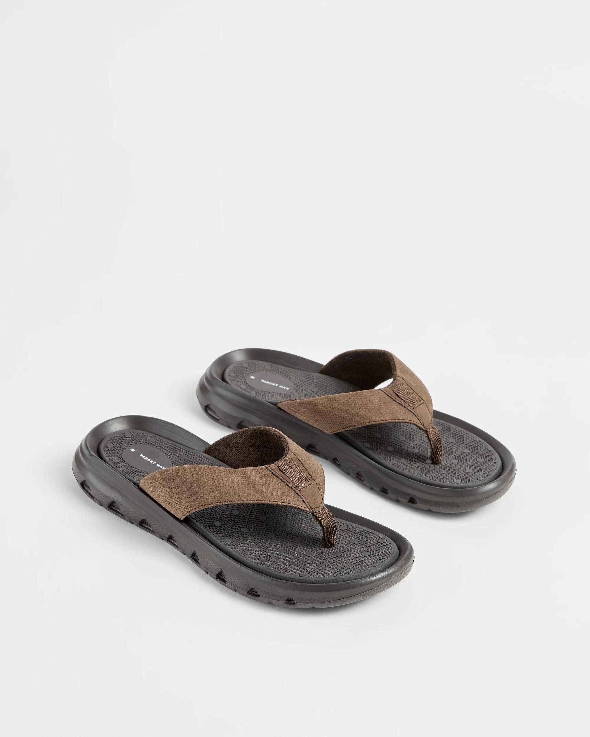 3 Target Man Mens Elevated Sporty Thongs BROWN, 3 of 3