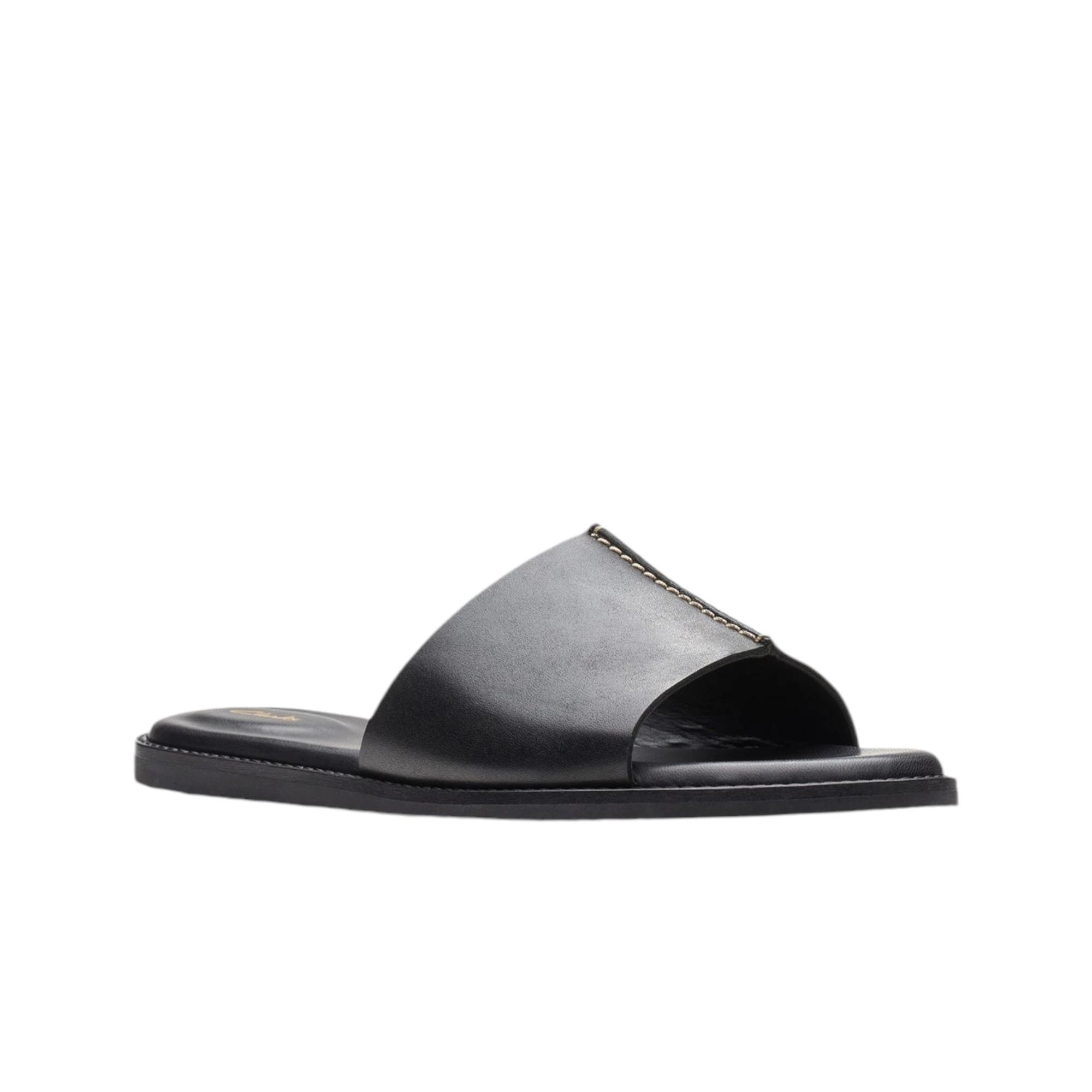 3 Clarks Womens Karsea Mule Slides Leather Sandals Slip On Shoes BLACK, 3 of 6