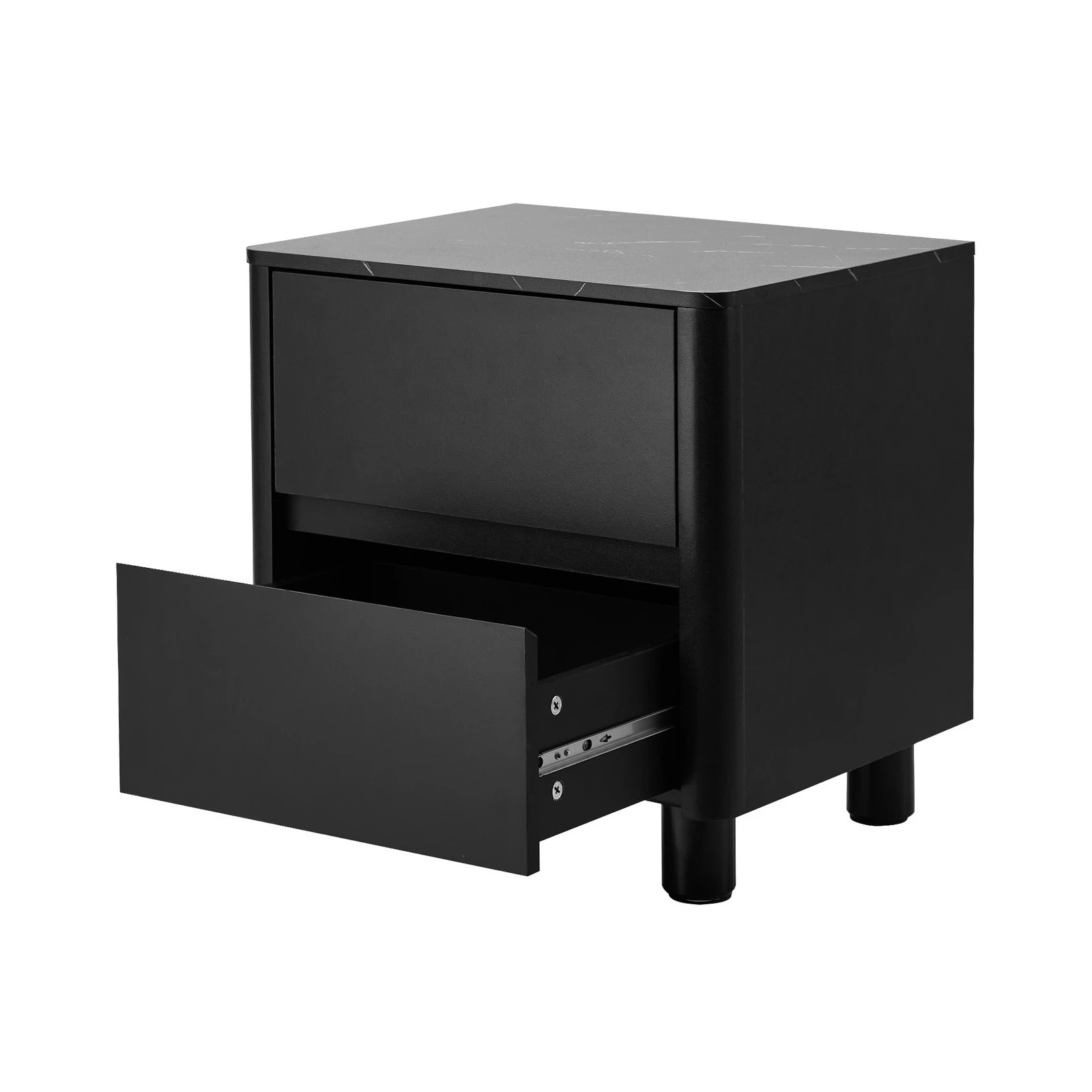 8 Oikiture 2x Bedside Table 2 Drawers Storage Cabinet Nightstand Side Table - Black, 8 of 9