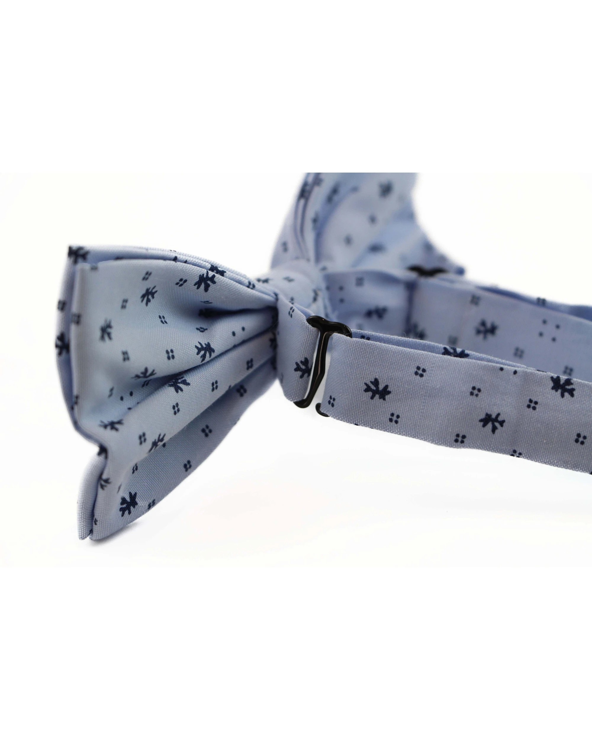 2 Zasel Mens Light Blue Preppy Leaf & Dots Patterned Cotton Bow Tie, 2 of 2