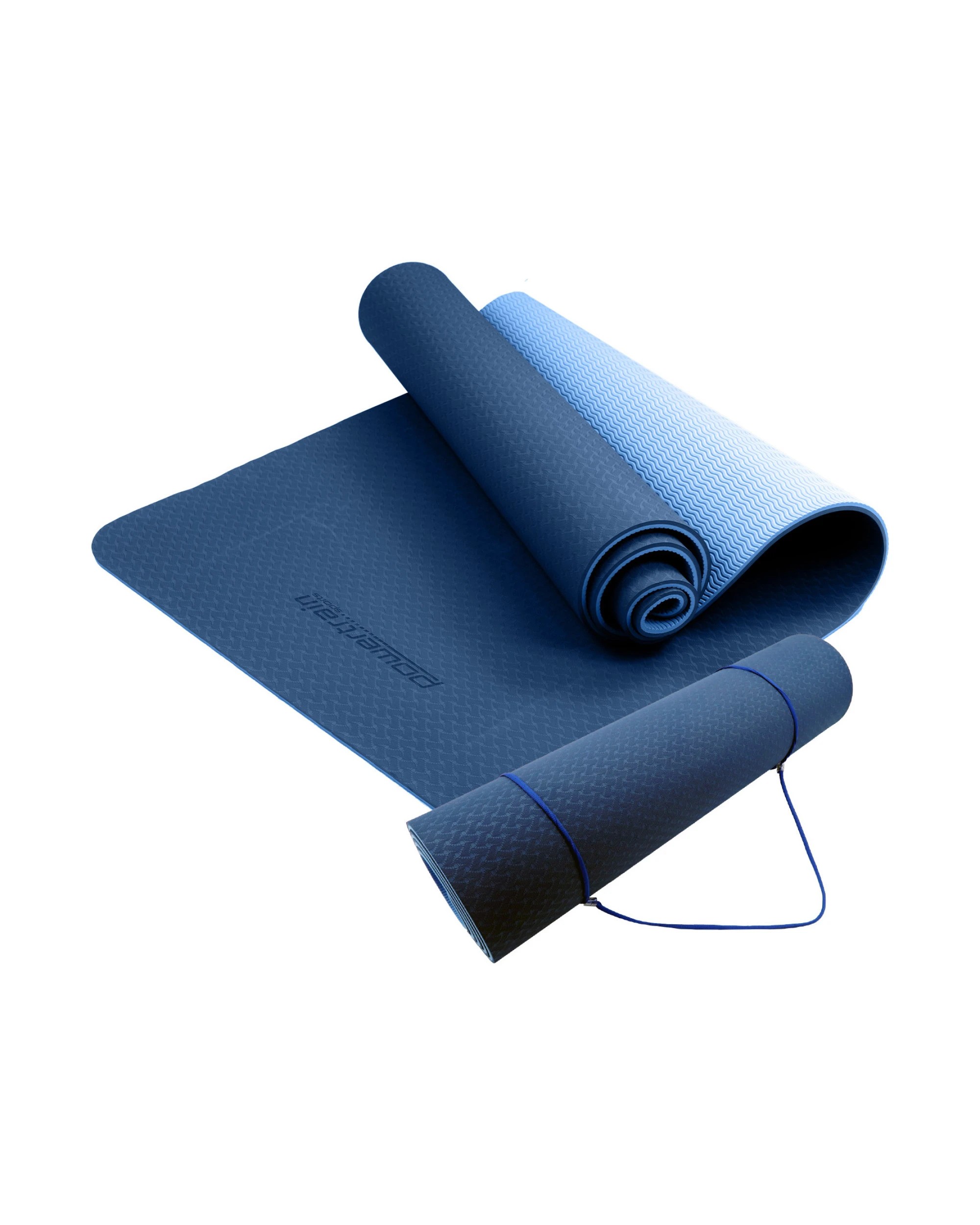 1 Powertrain Sports 8mm TPE Yoga Mat - Dual-Layer Non-Slip Exercise Mat - Blue, 1 of 7