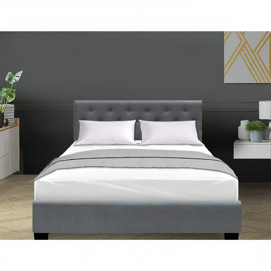 10 Artiss Bed Frame Double Size Gas Lift  VILA - Grey, 10 of 10