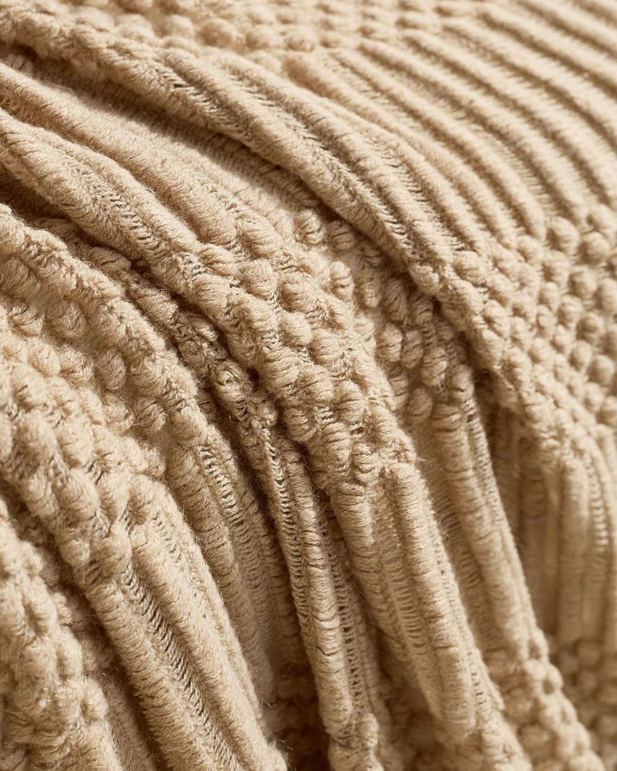 3 Gioia Casa Textured Knitted Throw 130x170cm - Natural, 3 of 4