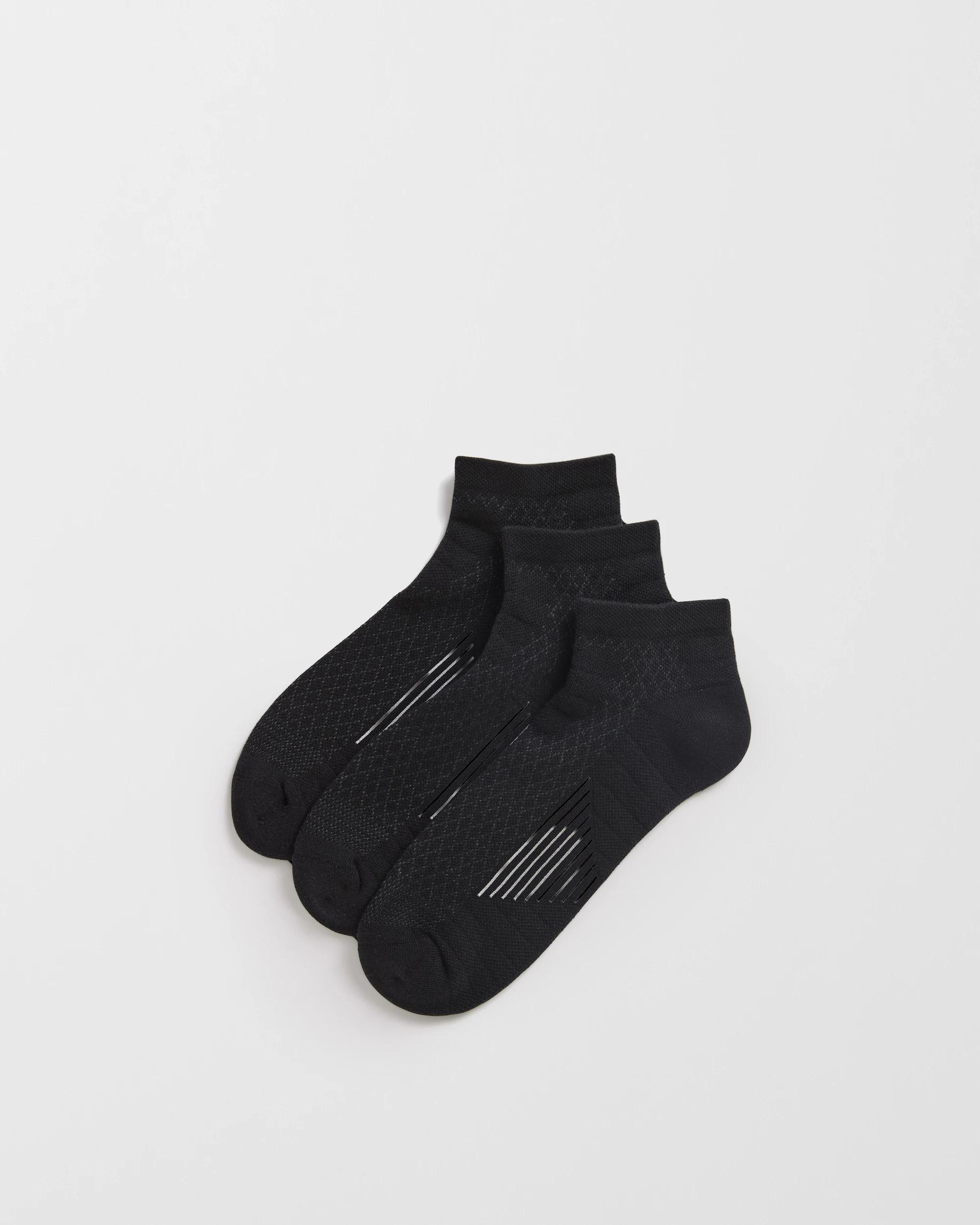1 Maxx Australian Cotton Blend 3 Pack Performance Low Cut Socks BLACK, 1 of 3