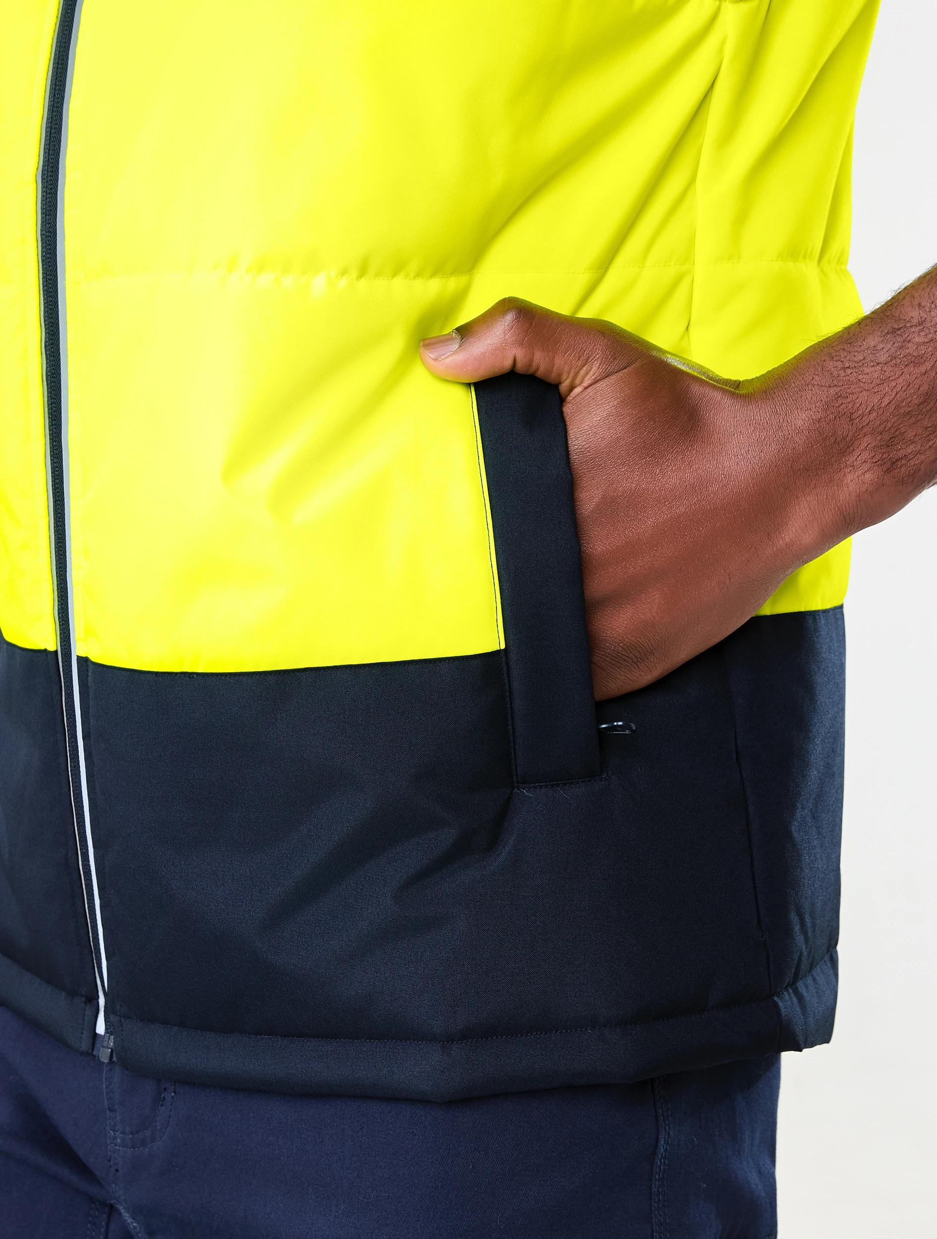 6 Workwear Hi-Visibility Hooded Puffer Vest Yellow, 6 of 6