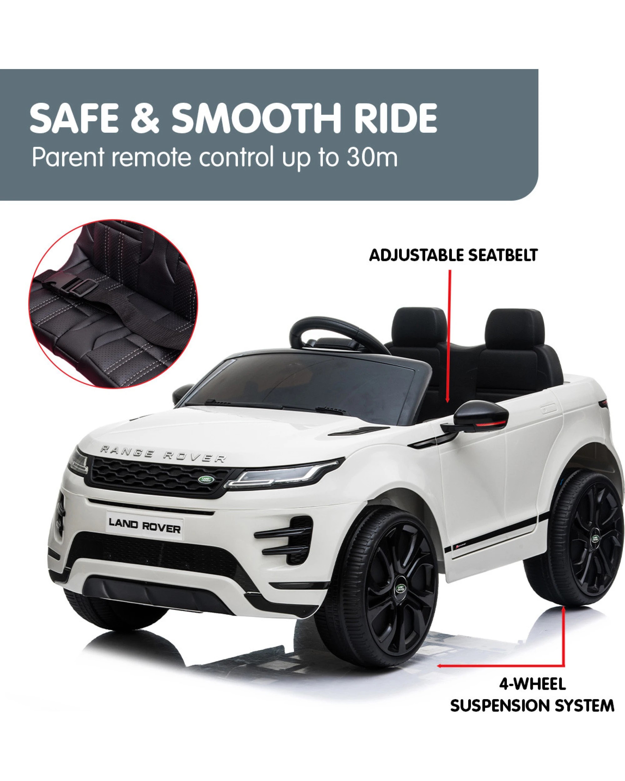 9 Kahuna Land Rover Licensed Kids Electric Ride On Car Remote Control - White, 9 of 10