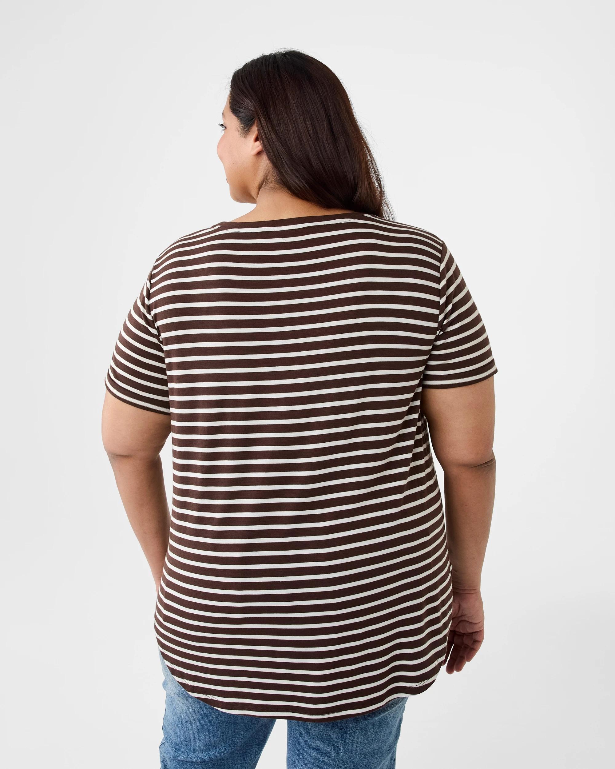 3 Curve Short Sleeve Slub Round Neck T-shirt Strp Coco, 3 of 6