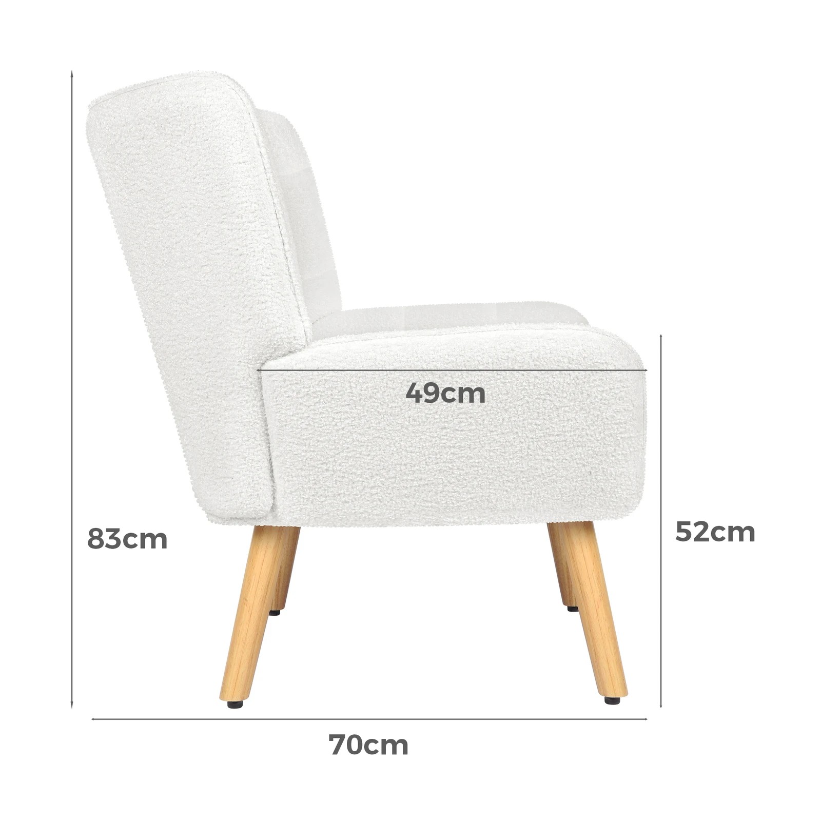 7 Alfordson Armchair Accent Chair Upholstered Lounge Sofa Tub Couch Boucle - White, 7 of 9