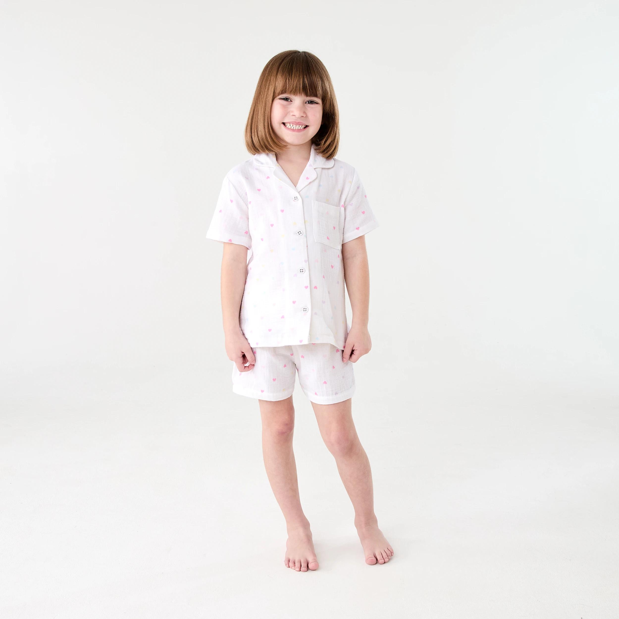 1 Short Sleeve Woven Pyjama Set WHITE HEARTS, 1 of 7