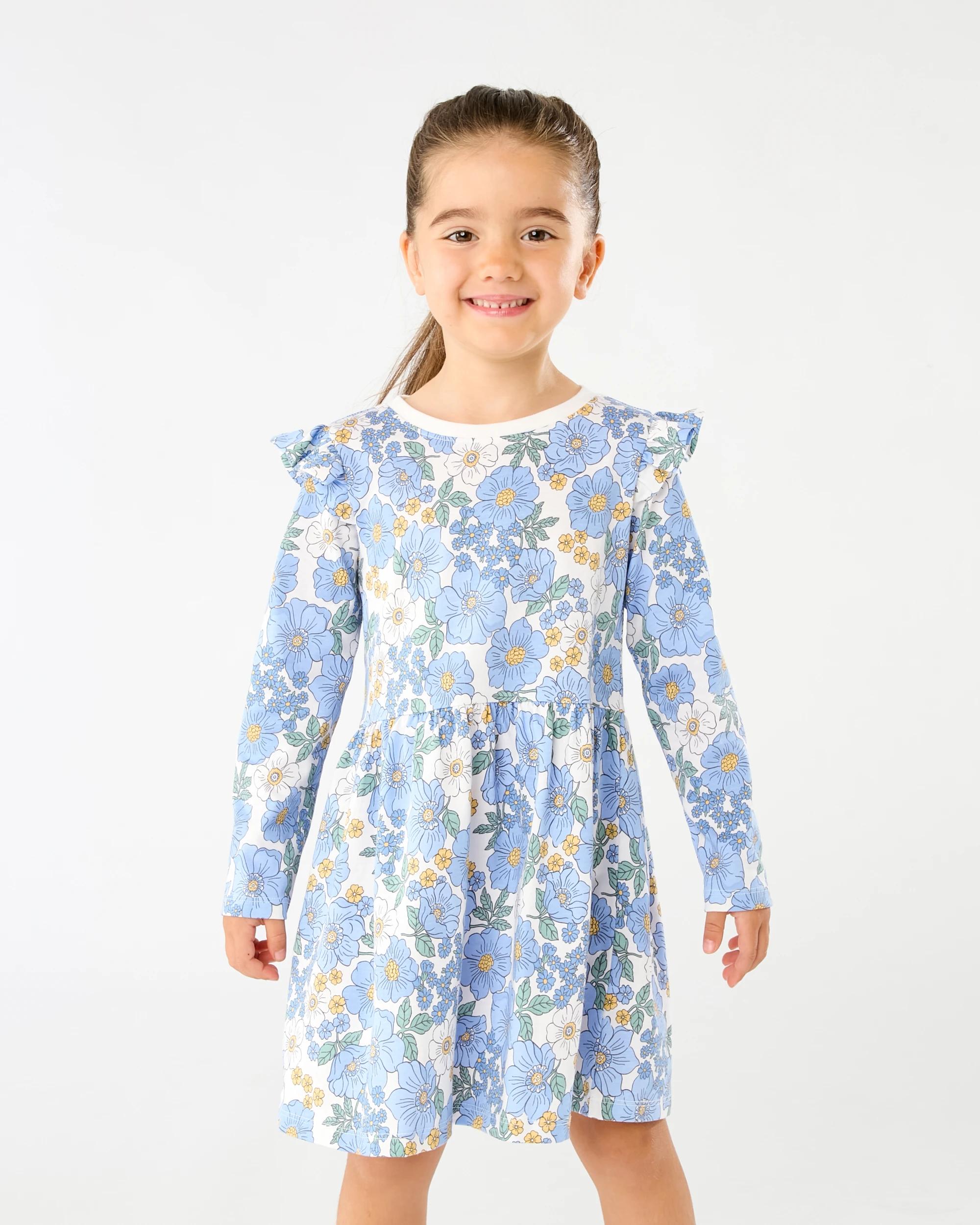 1 Long Sleeve Jersey Dress Wht Floral, 1 of 7