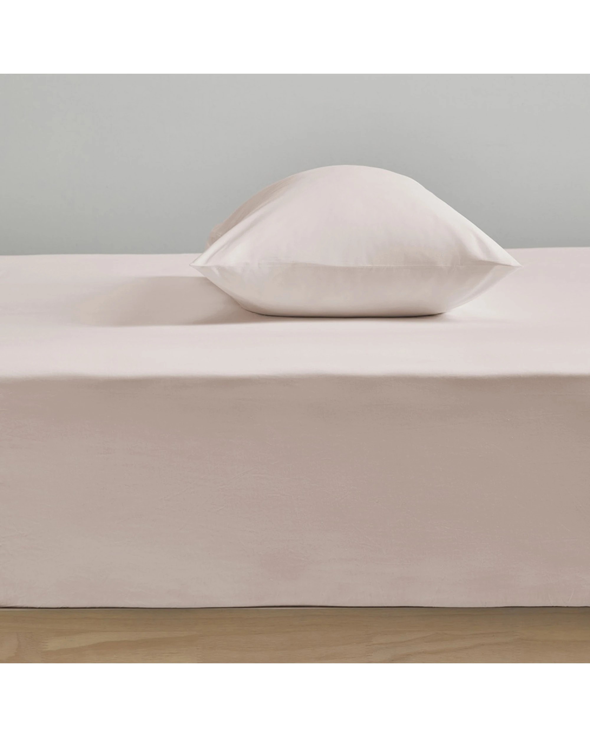 1 Bianca Heston 300TC Cotton Percale Fitted Sheet With Pillowcases Set - Double Bed - Pink, 1 of 1