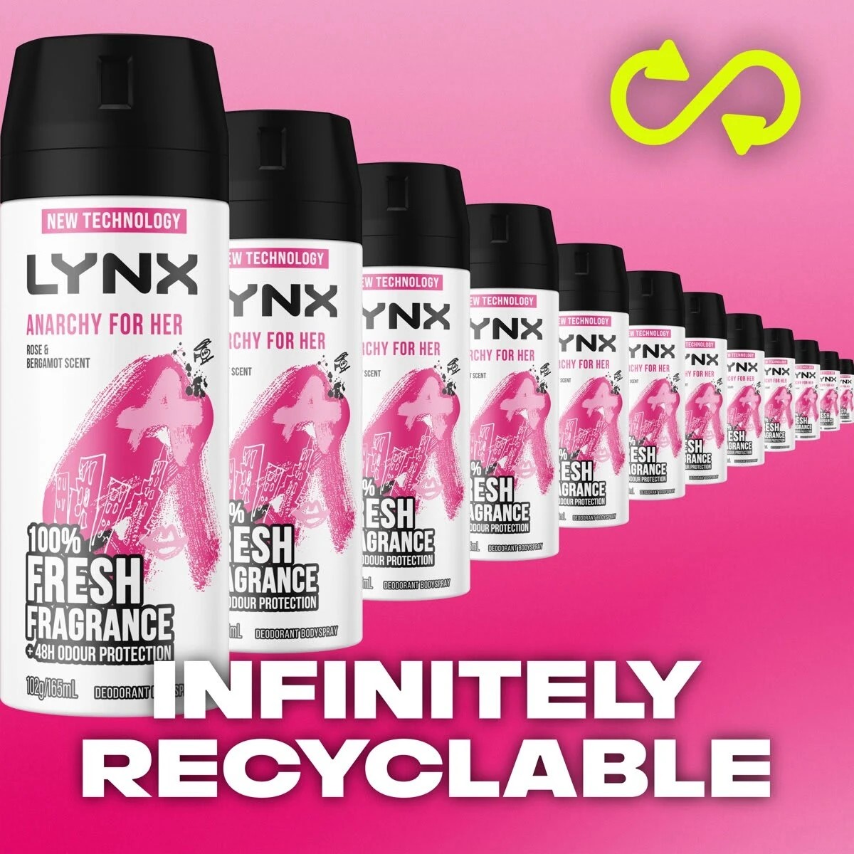 4 LYNX Anarchy For Her Deodorant Bodyspray - Rose and Bergamot Scented, 4 of 7