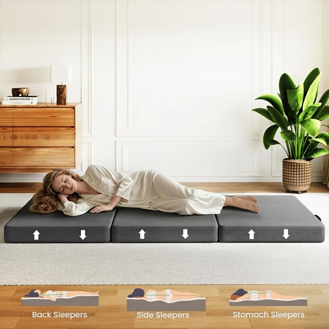 6 BedStory Folding Mattress Small King Single Trifold Mattress Firm Support Foam Washable - King Single Bed - Black, 6 of 6