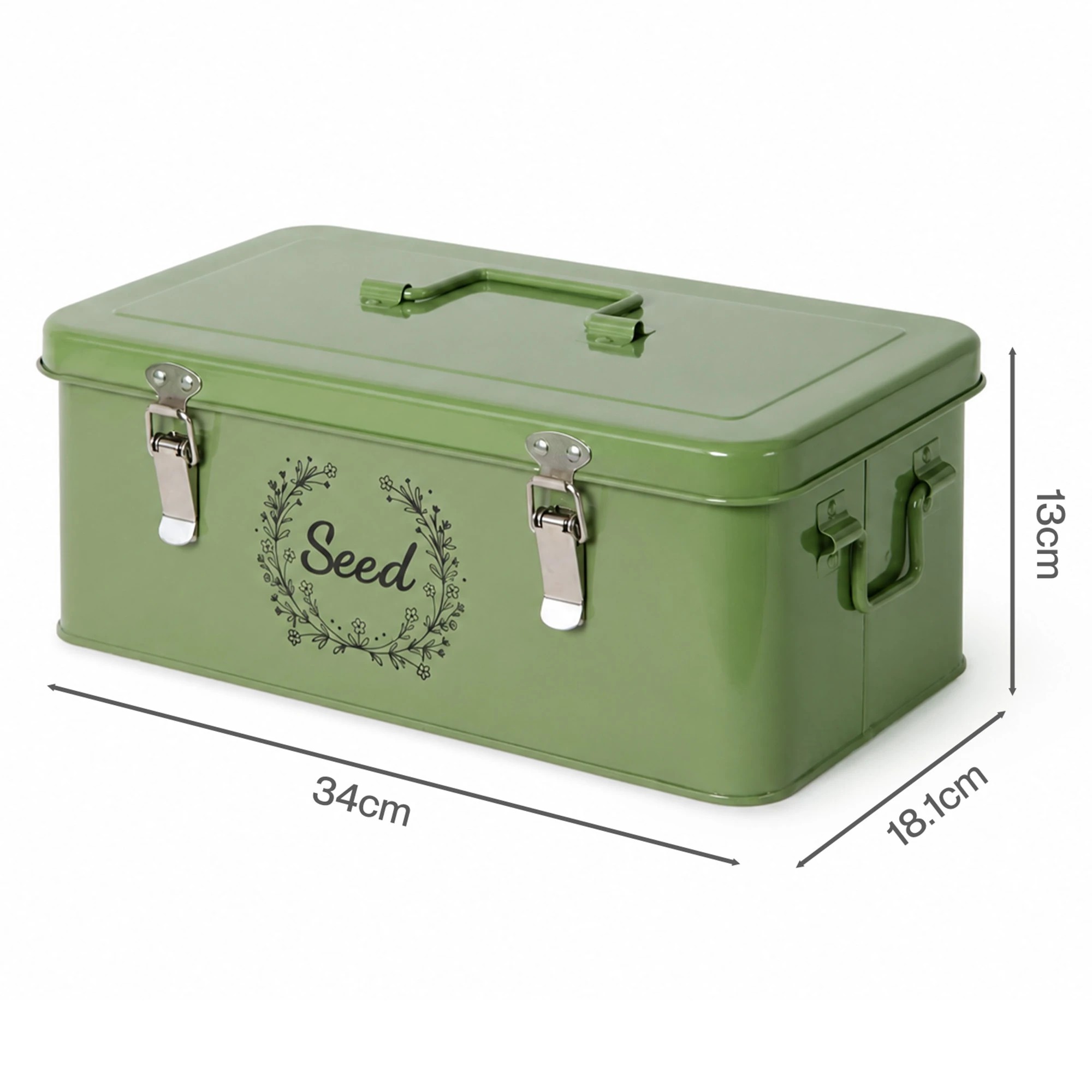 3 Toque Seed Storage Box 4-Compartment Organiser Metal Seed Box Deep Green, 3 of 8