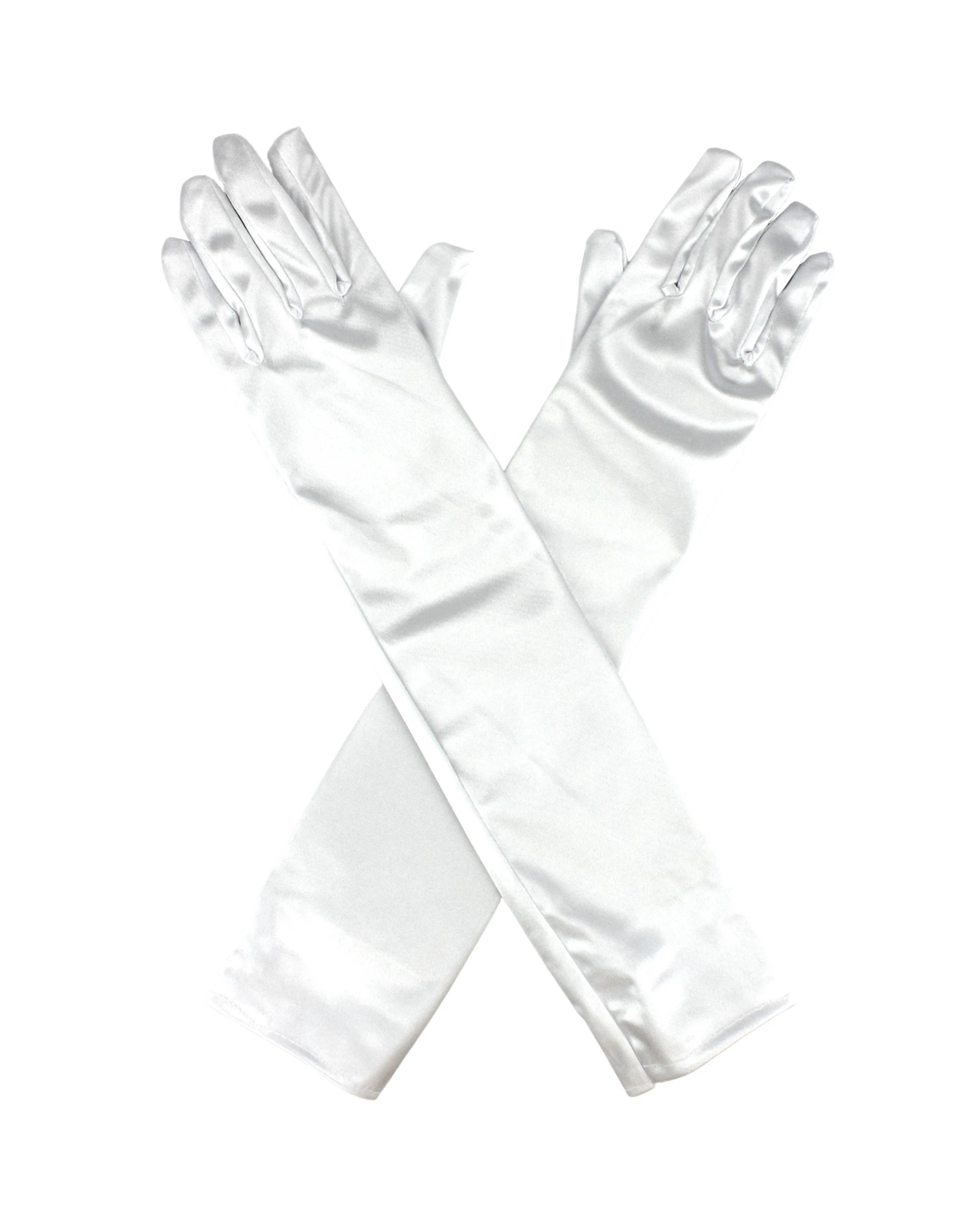 1 JD Party Adult Long Satin Gloves - One Size - White, 1 of 1