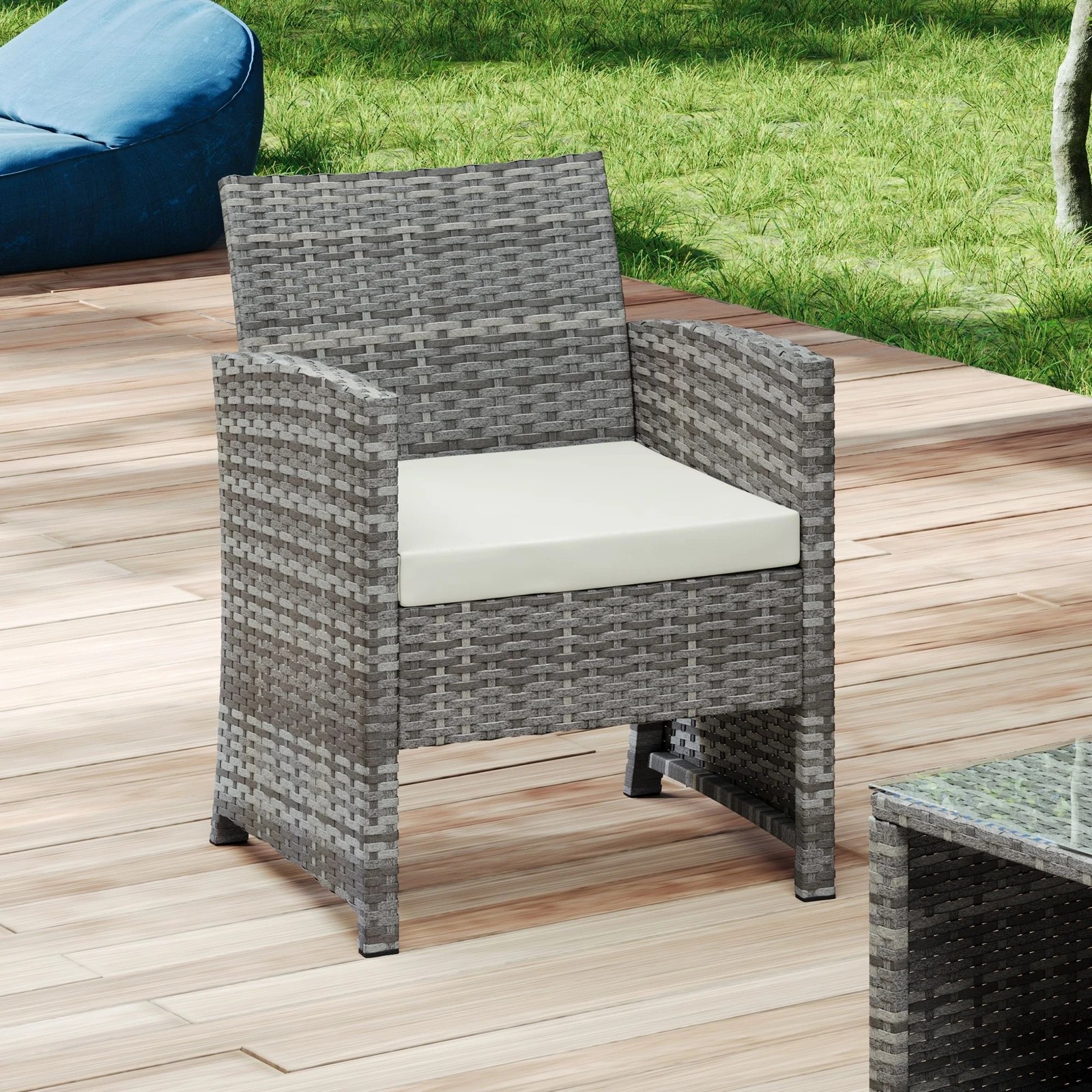 5 Alfordson Outdoor Furniture 4PCS Garden Patio Chairs Table Set Wicker - Grey, 5 of 10