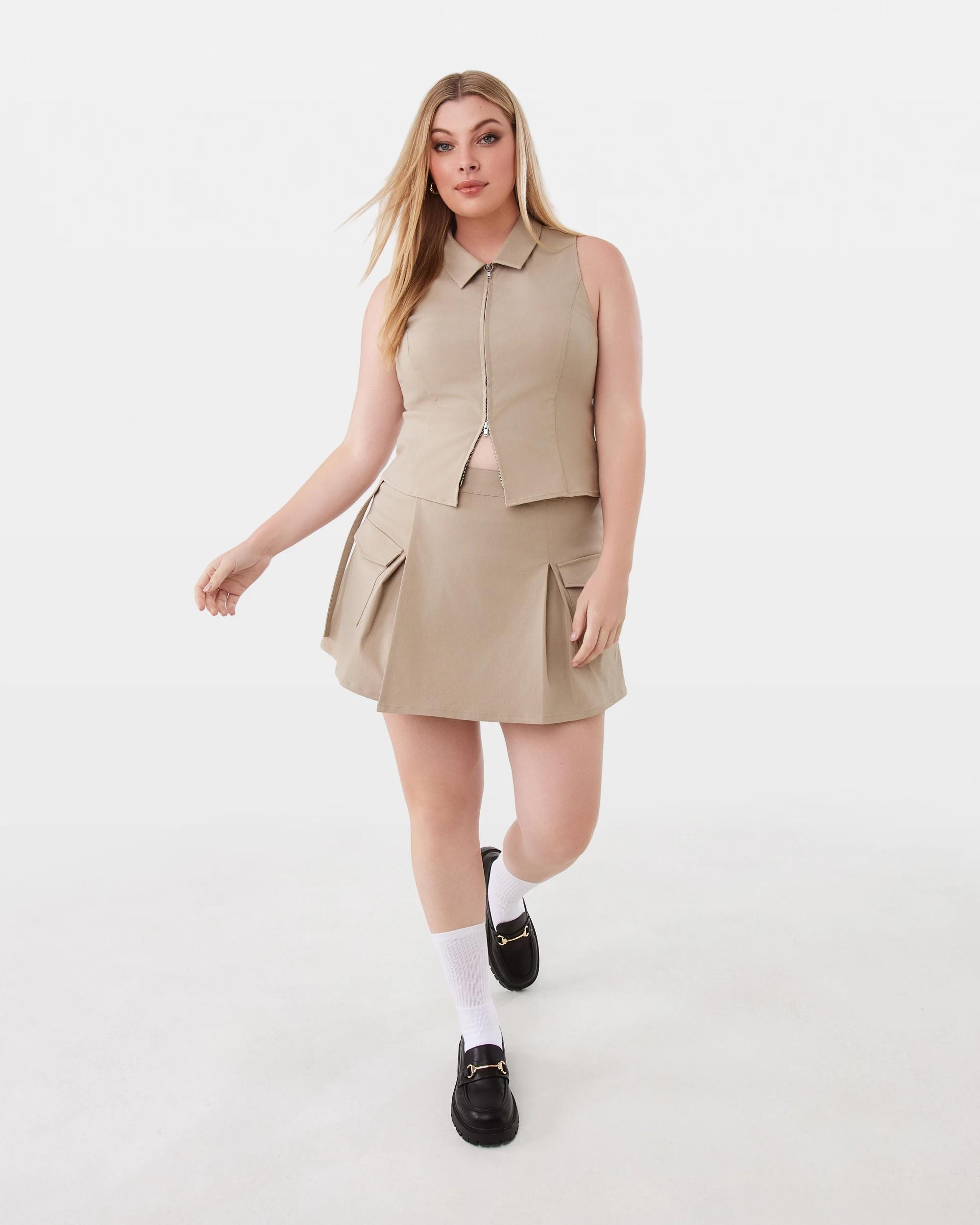 4 Cargo Pleated Skirt Tan, 4 of 10