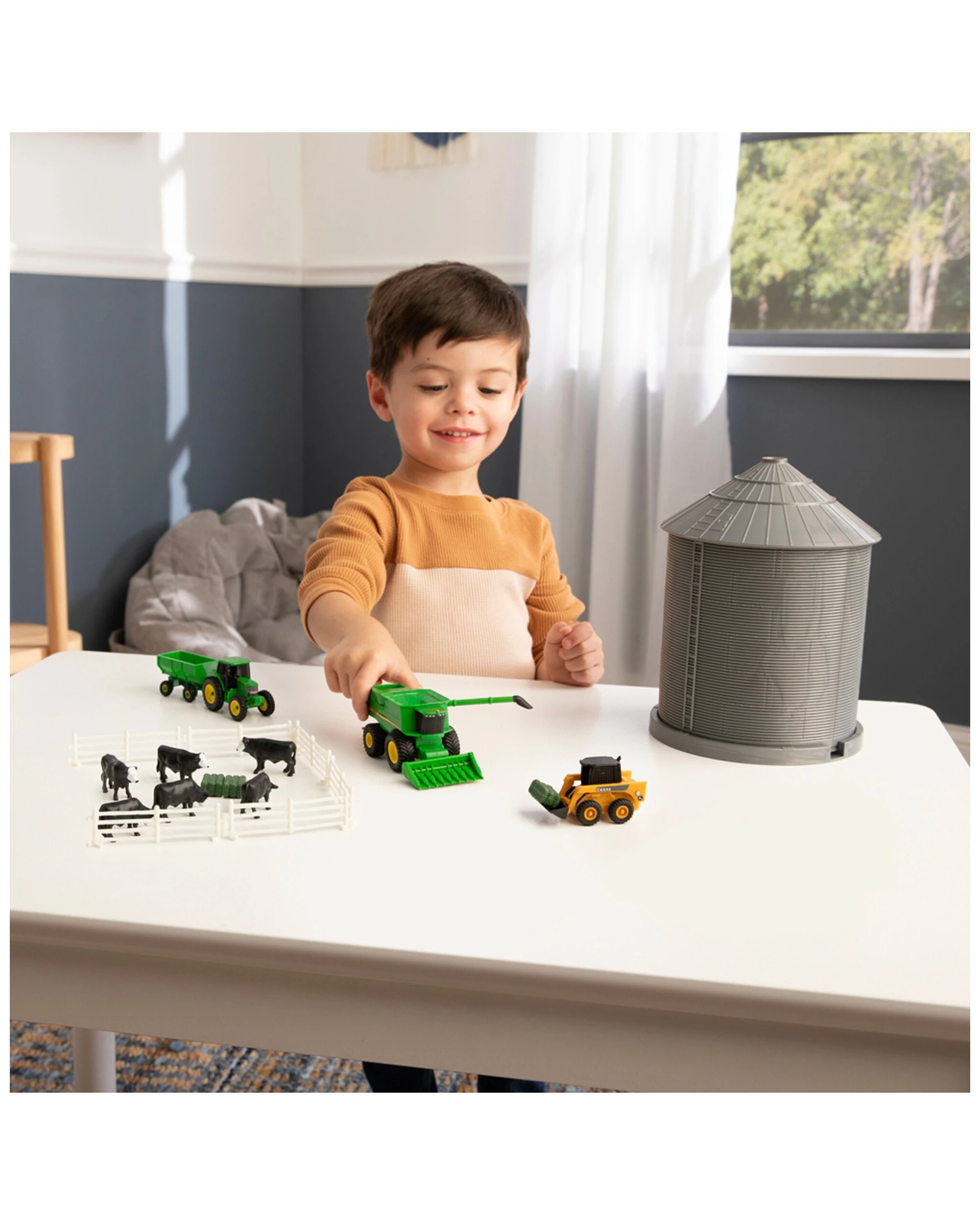 2 John Deere 20pc Farm Playset With Grain Bin 1 64 Scale Kids Toy 3 Years Plus - Green, 2 of 5