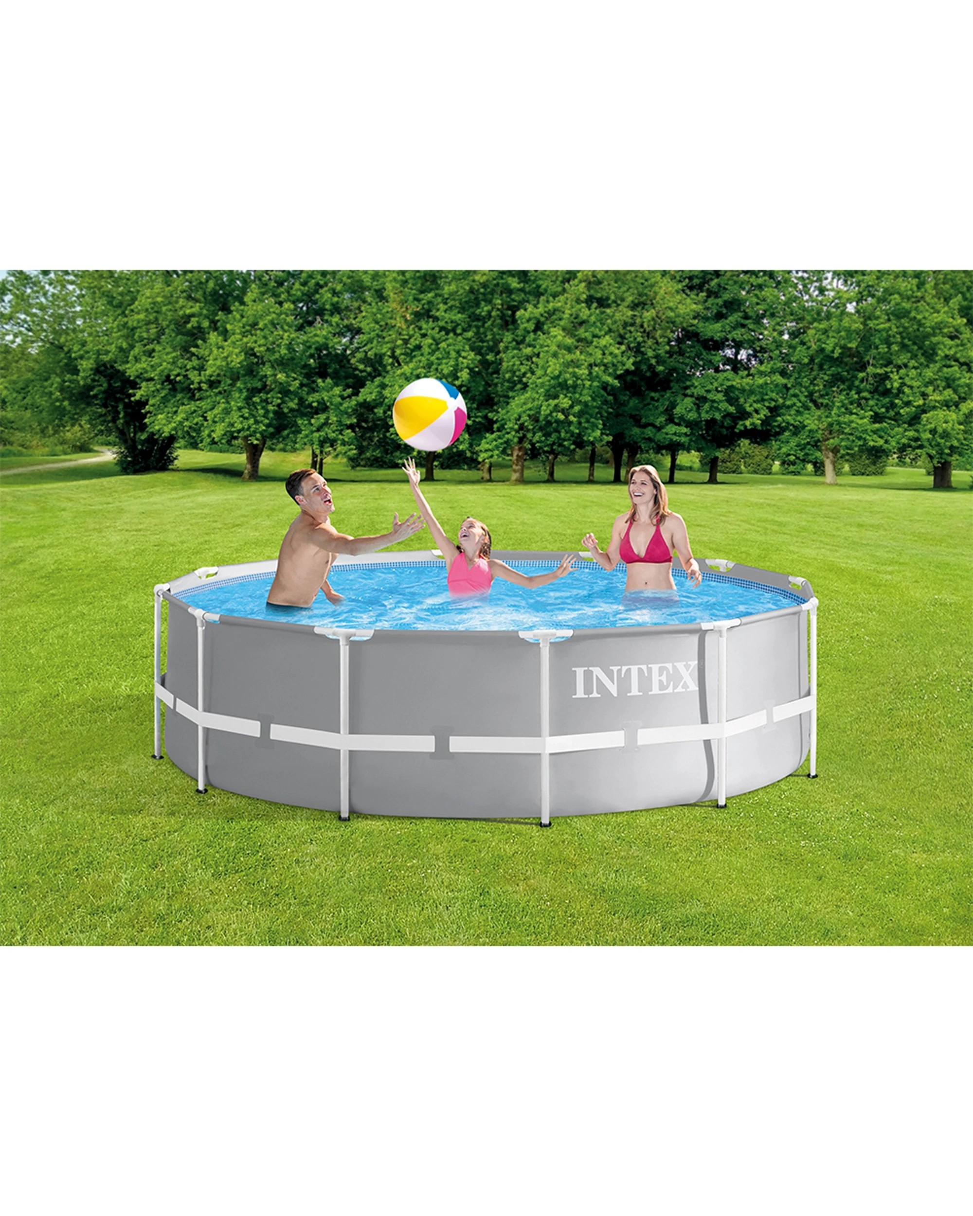 6 Intex Prism Frame Premium Above Ground Pool Set - Grey, 6 of 6