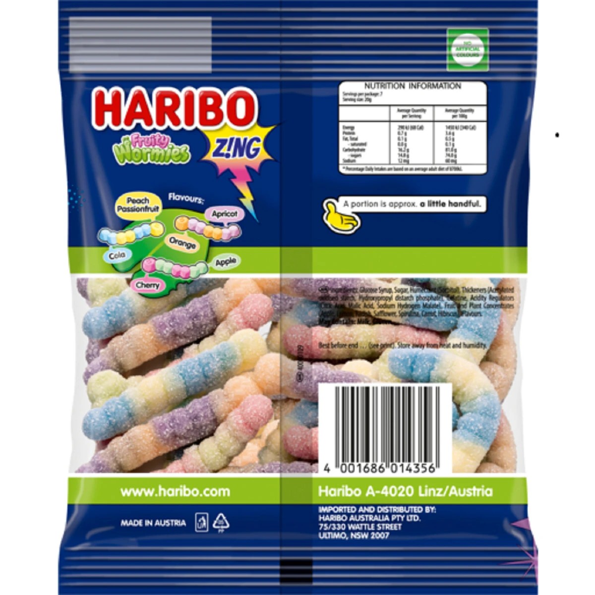 2 Haribo Fruity Wormies 140g, 2 of 3