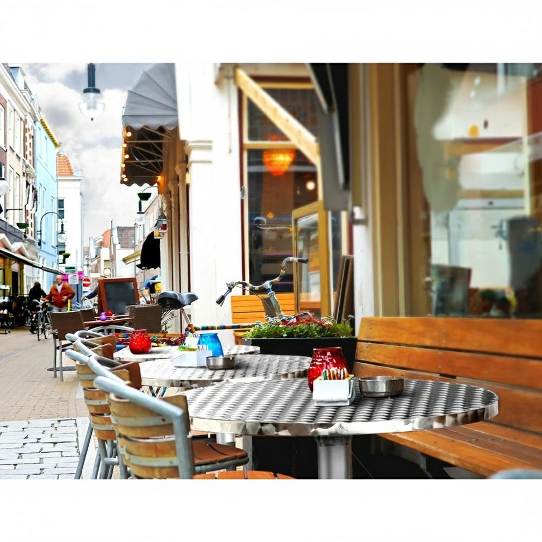 5 Gardeon Set of 2 Outdoor Bar Table Aluminium Round 70/110CM - Silver, 5 of 5