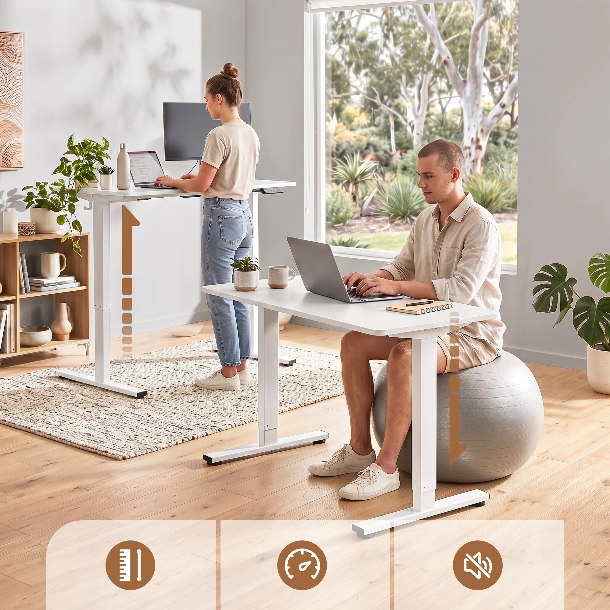 5 Artiss Standing Desk Electric Adjustable Ergonomic Office Table 100cm - White, 5 of 9