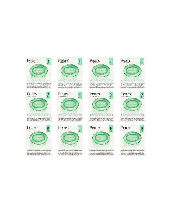Pears 12 x 3pc Pure Gentle Bar Soap 75g With Lemon Flower Extracts - Green