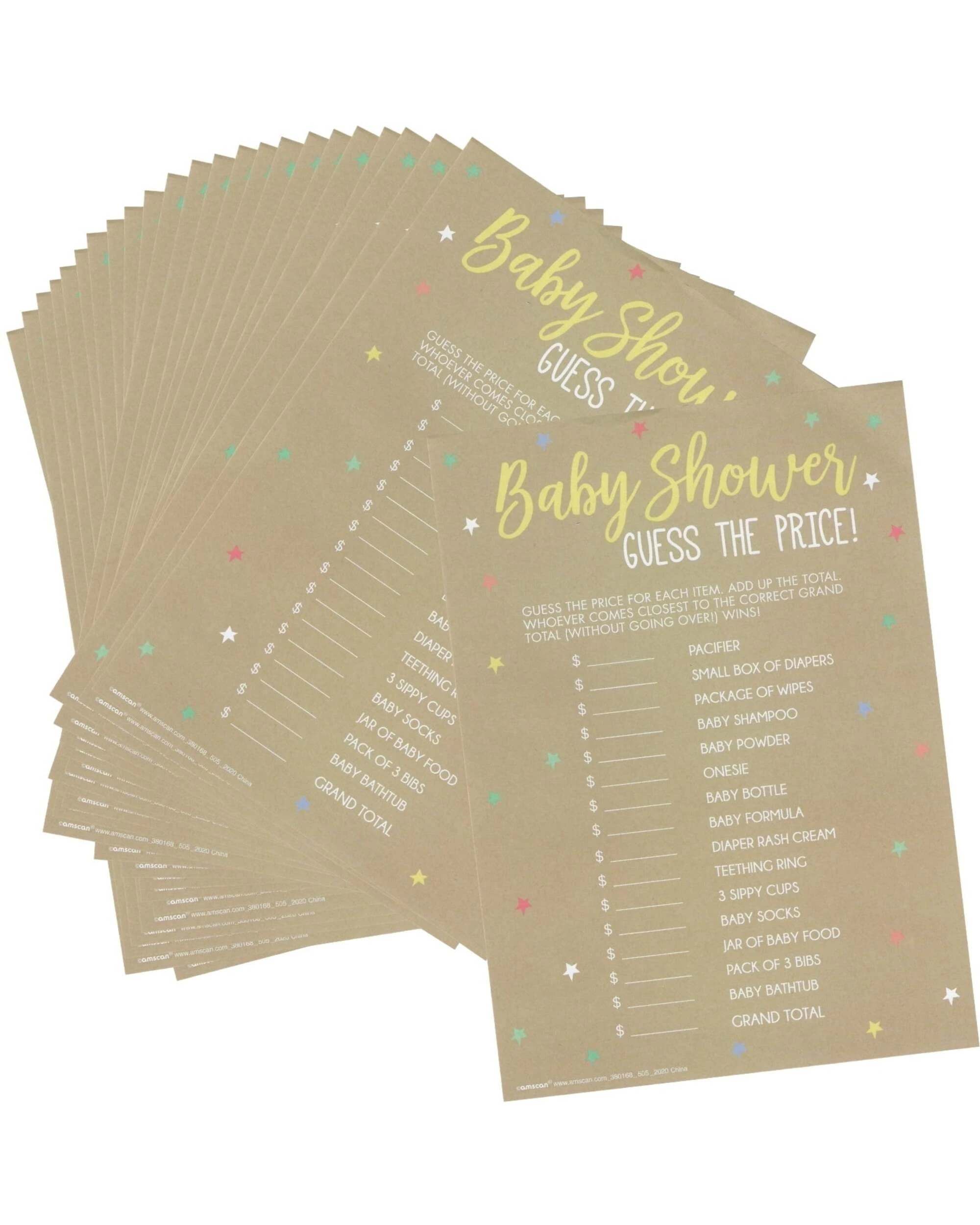 1 Anagram Baby Shower Guess The Price Game Pack of 24 - Multi, 1 of 1