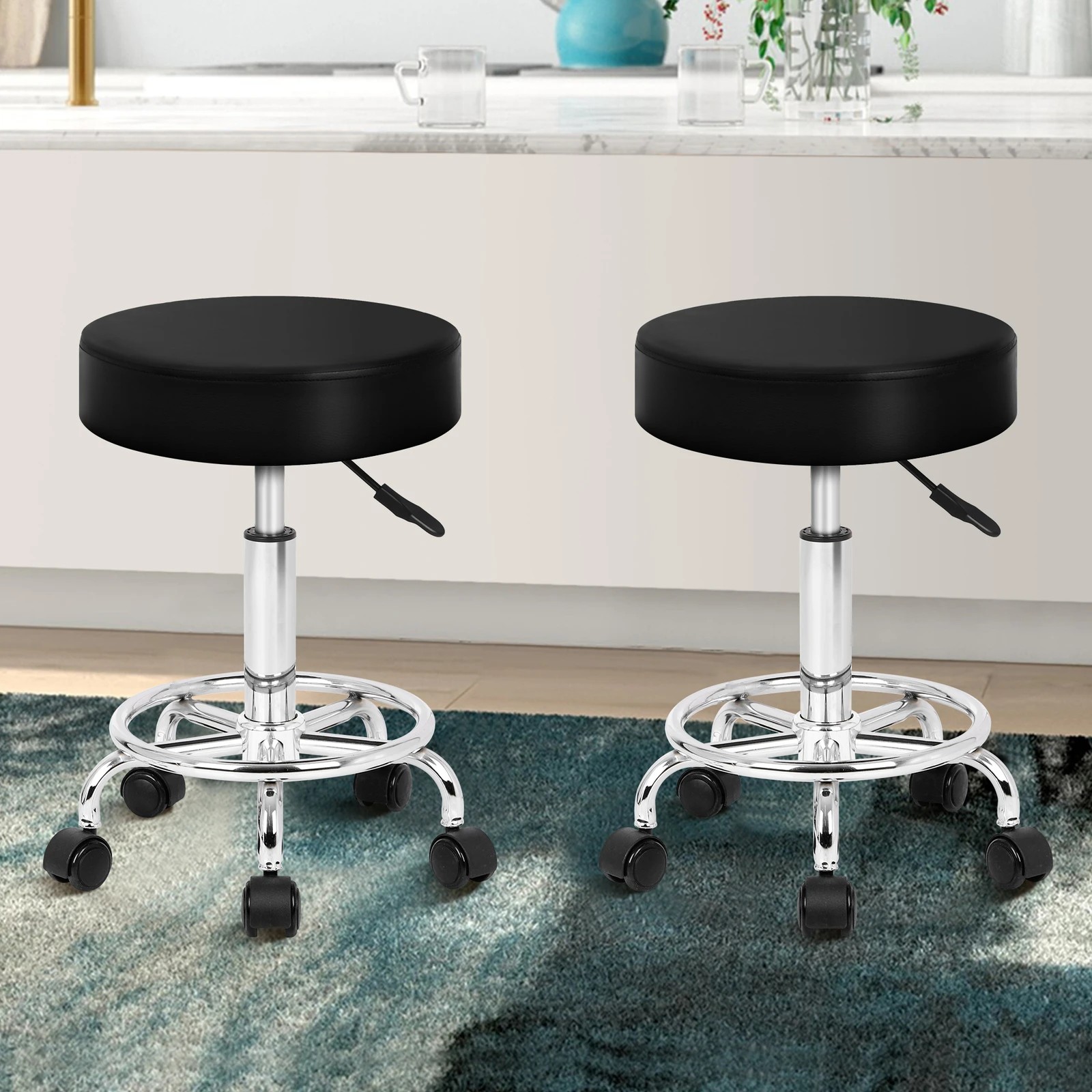 10 Alfordson 2x Salon Stool Round Swivel Barber Hair Dress Chair Gas Lift - Black, 10 of 10