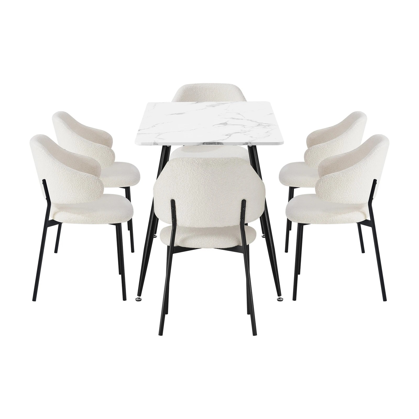 9 Oikiture 120cm Rectangle Dining Table with 6PCS Dining Chairs Sherpa - Multi, 9 of 9