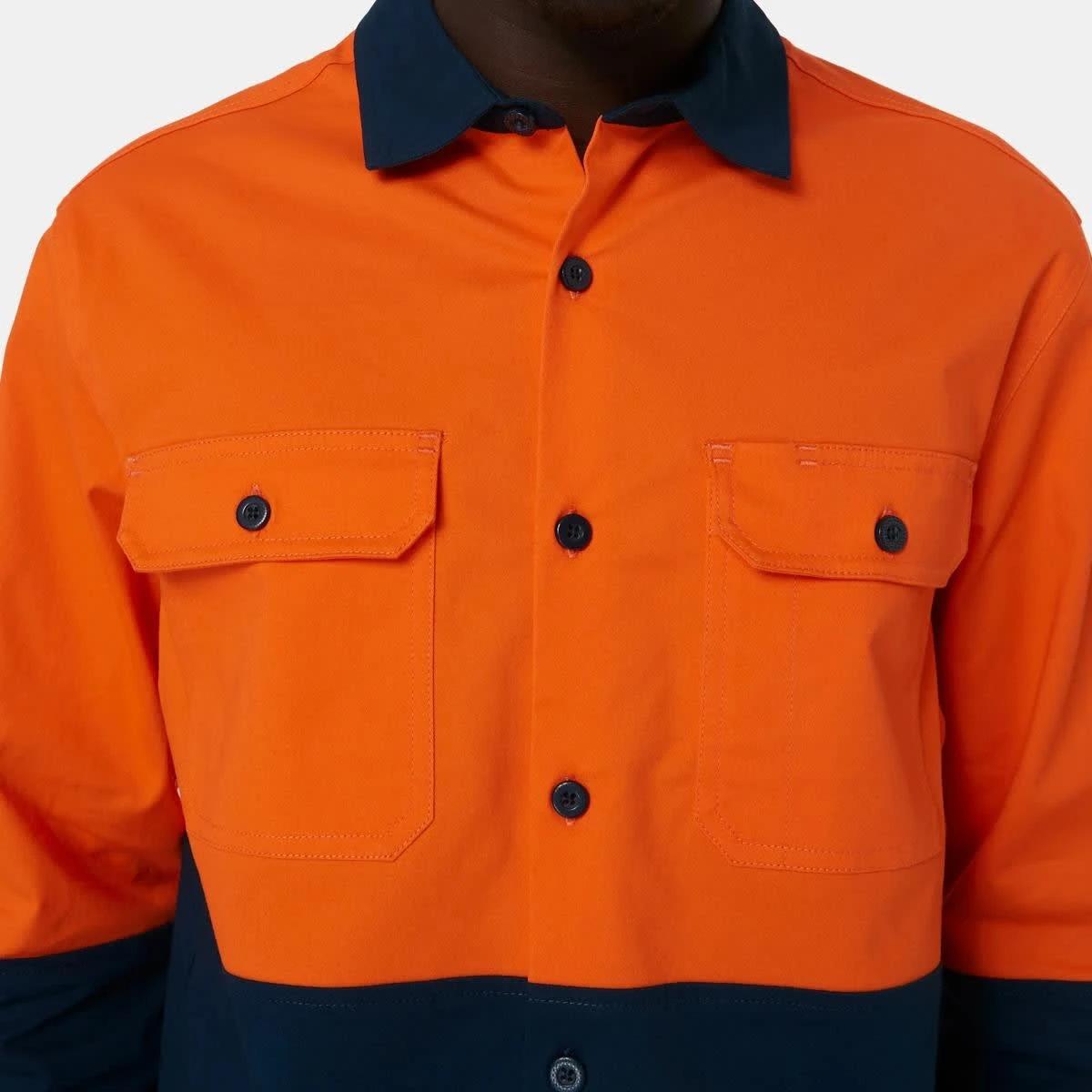 5 Workwear Long Sleeve Hi-Visibility Stretch Shirt Safety Orange, 5 of 7