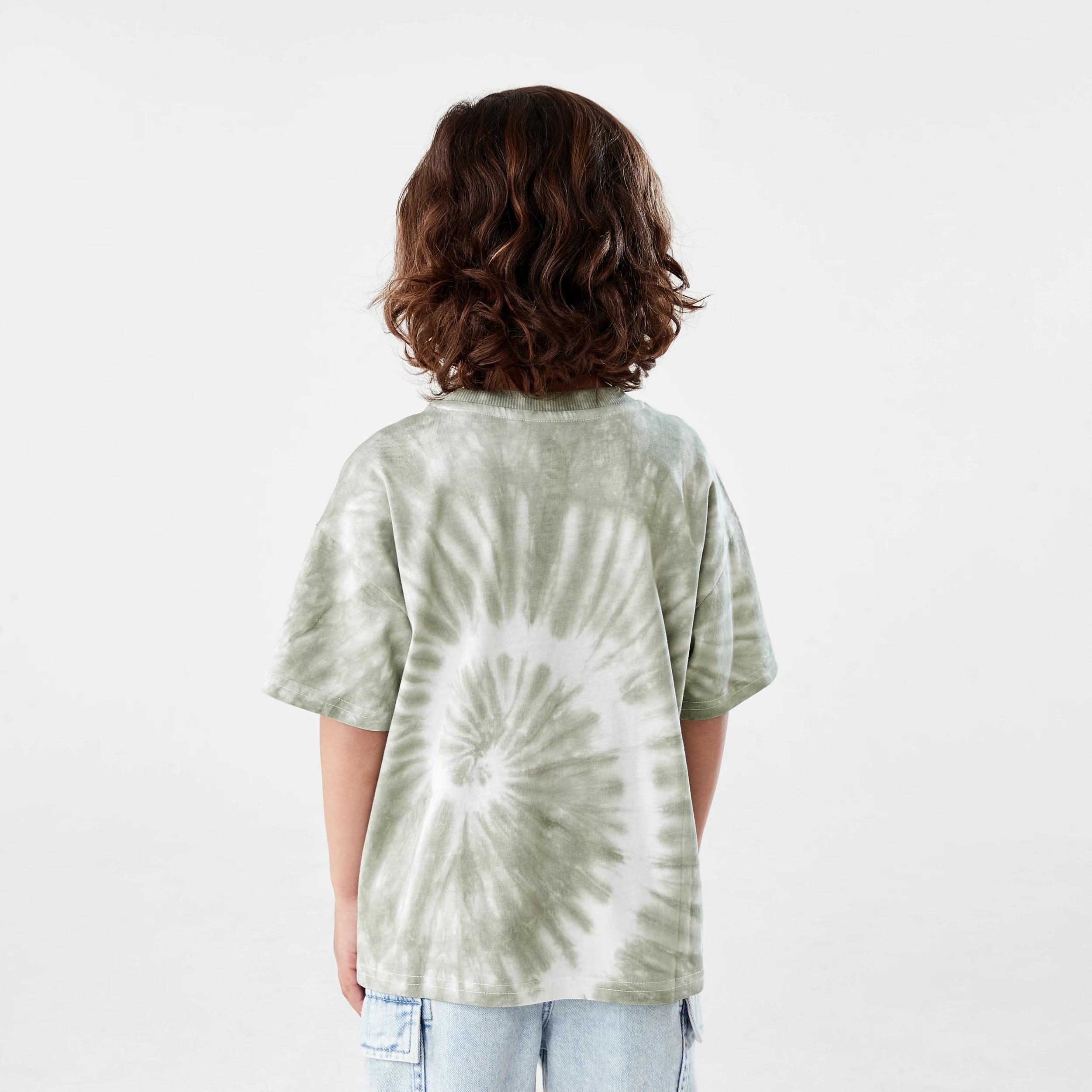 2 Short Sleeve Oversized Tie Dye T-shirt GOOD WAVES ONLY CHINOIS GREEN, 2 of 7
