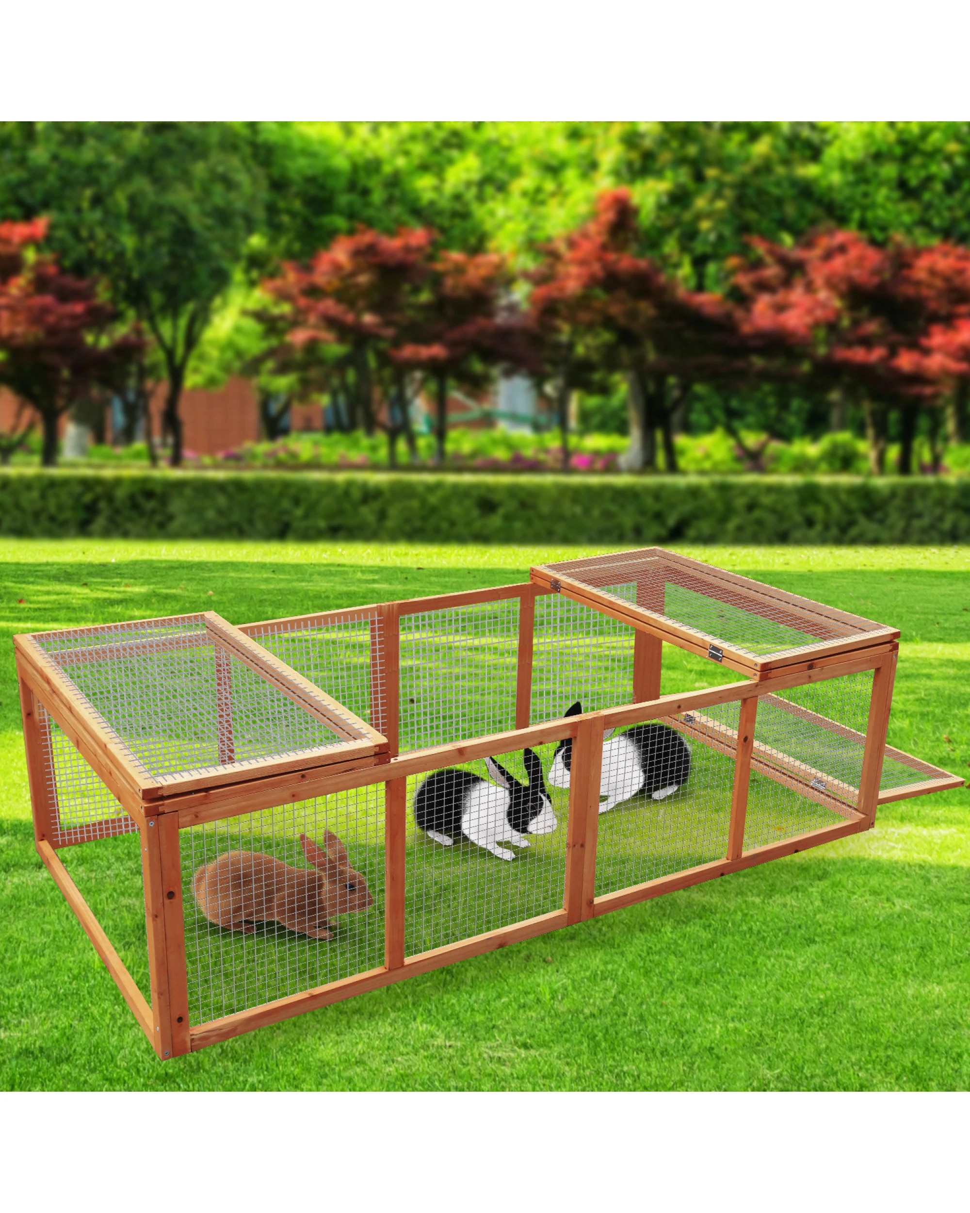 2 Furtastic Rectangular Wooden Chicken Coop and Rabbit Hutch - Brown, 2 of 6