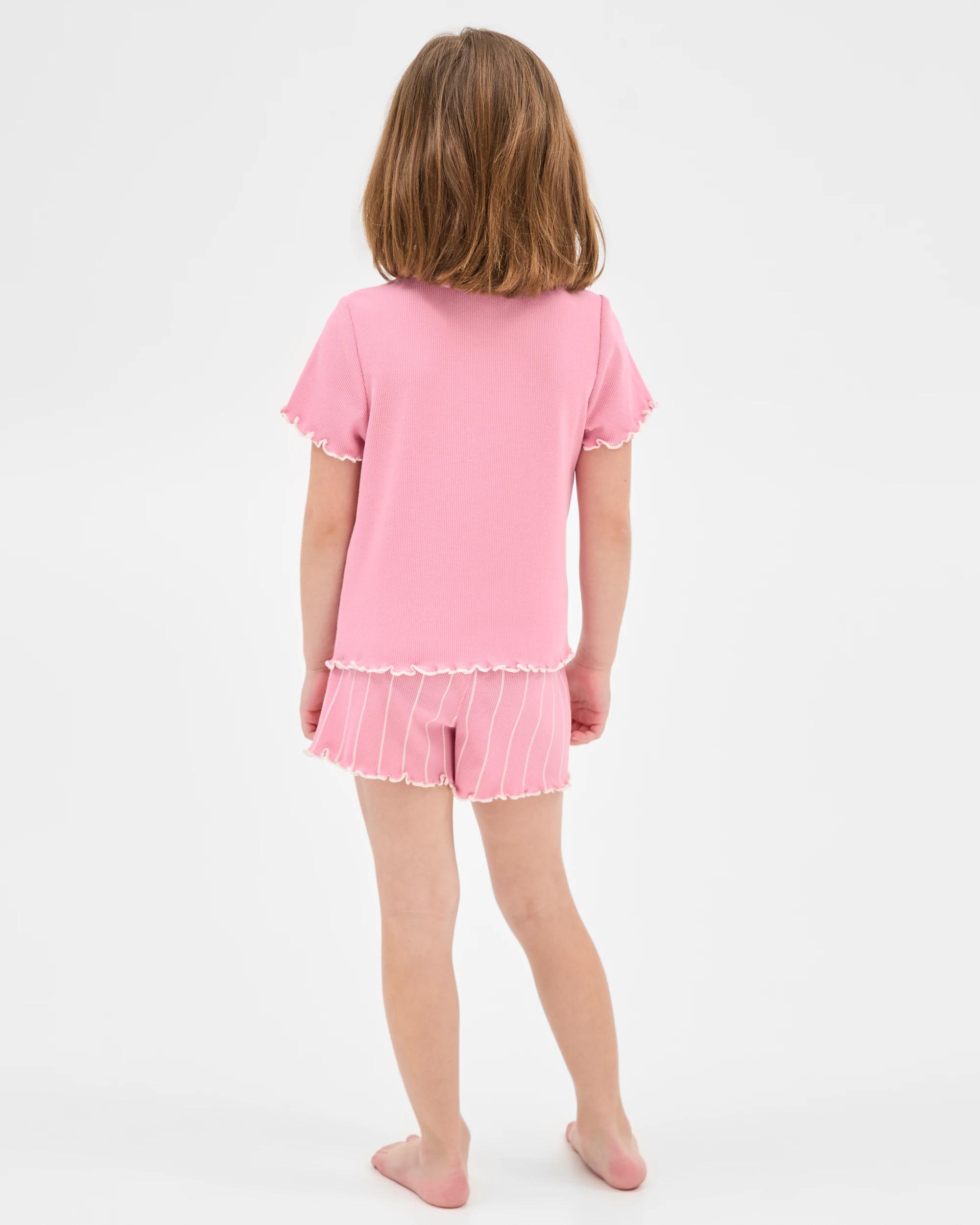 3 Barbie Younger Girls Rib Short Pyjama Set PINK, 3 of 7