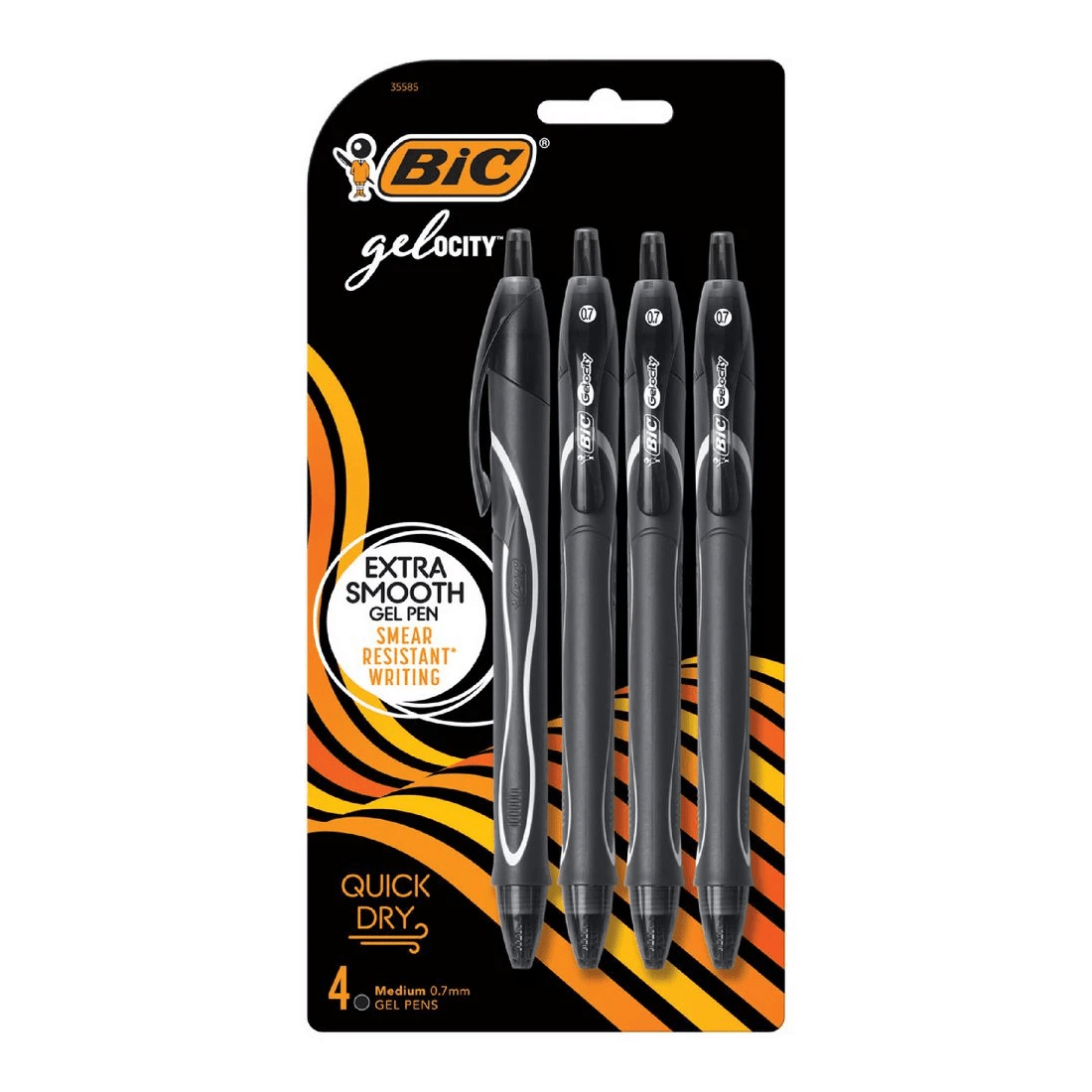 1 BIC Gelocity Quick Dry Gel Pens 0.7mm Black 4 Pack, 1 of 2