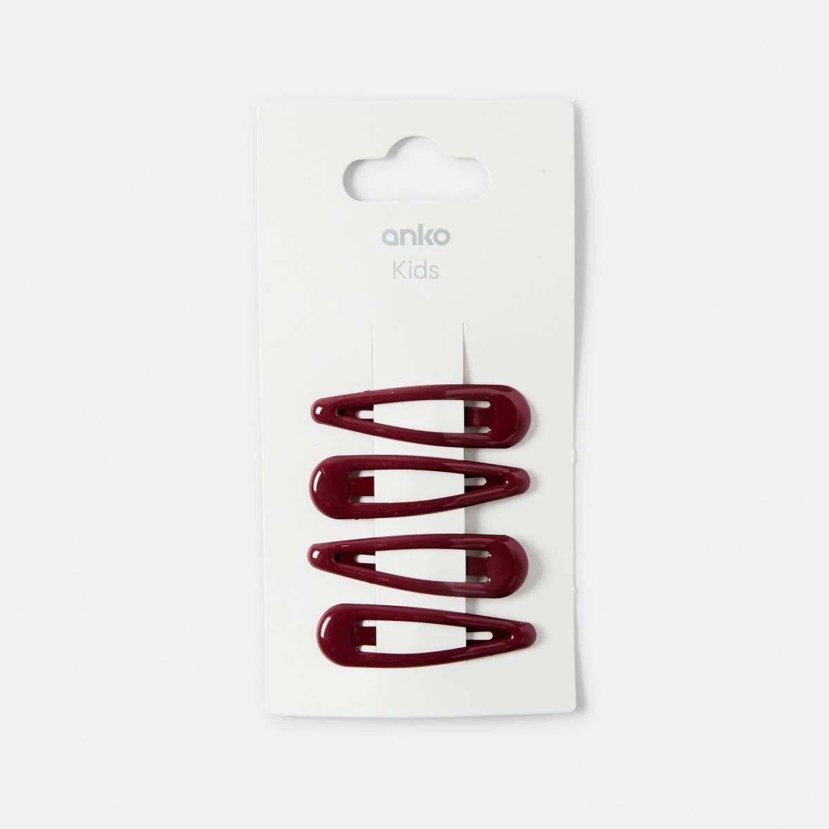 3 4 Pack School Basic Snap Hair Clips Burgundy, 3 of 3